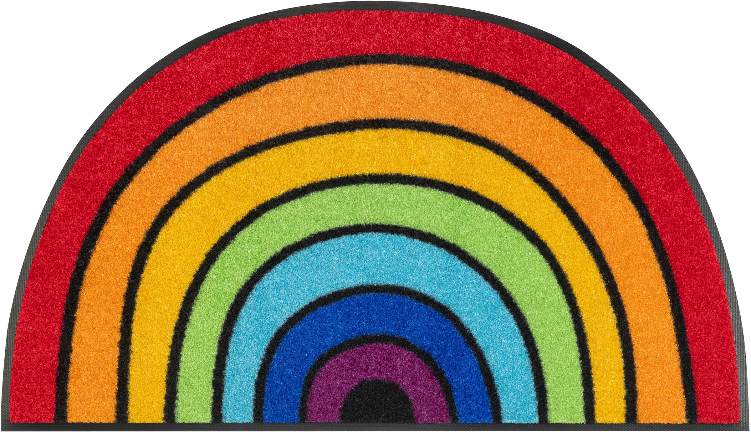 Image of wash+dry by Kleen-Tex Fussmatte »Round Rainbow«, halbrund, 7 mm Höhe, Schmutzfangmatte, Motiv Regenbogen, In- und Outdoor geeignet, waschbar bei Ackermann Versand Schweiz