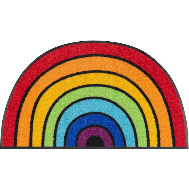 wash+dry by Kleen-Tex Fussmatte »Round Rainbow«, halbrund, Schmutzfangmatte,  Motiv Regenbogen, In- und Outdoor geeignet, waschbar maintenant