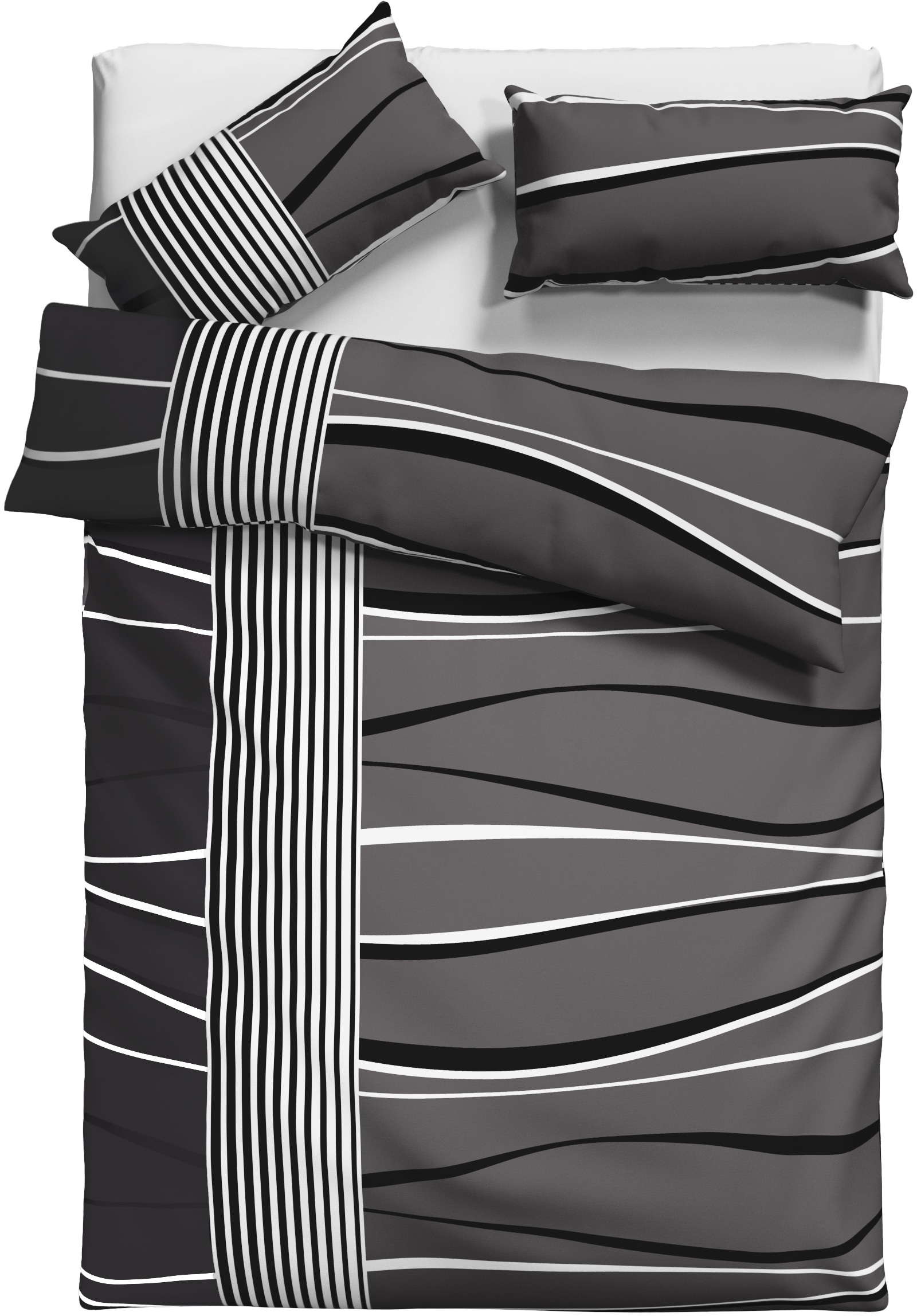 my home Bettwäsche »Renu in Gr. 135x200 oder 155x220 cm« 2 Stk. tlg. Bettwäsche aus Baumwolle, grafische Bettwäsche mit Wellen-Design