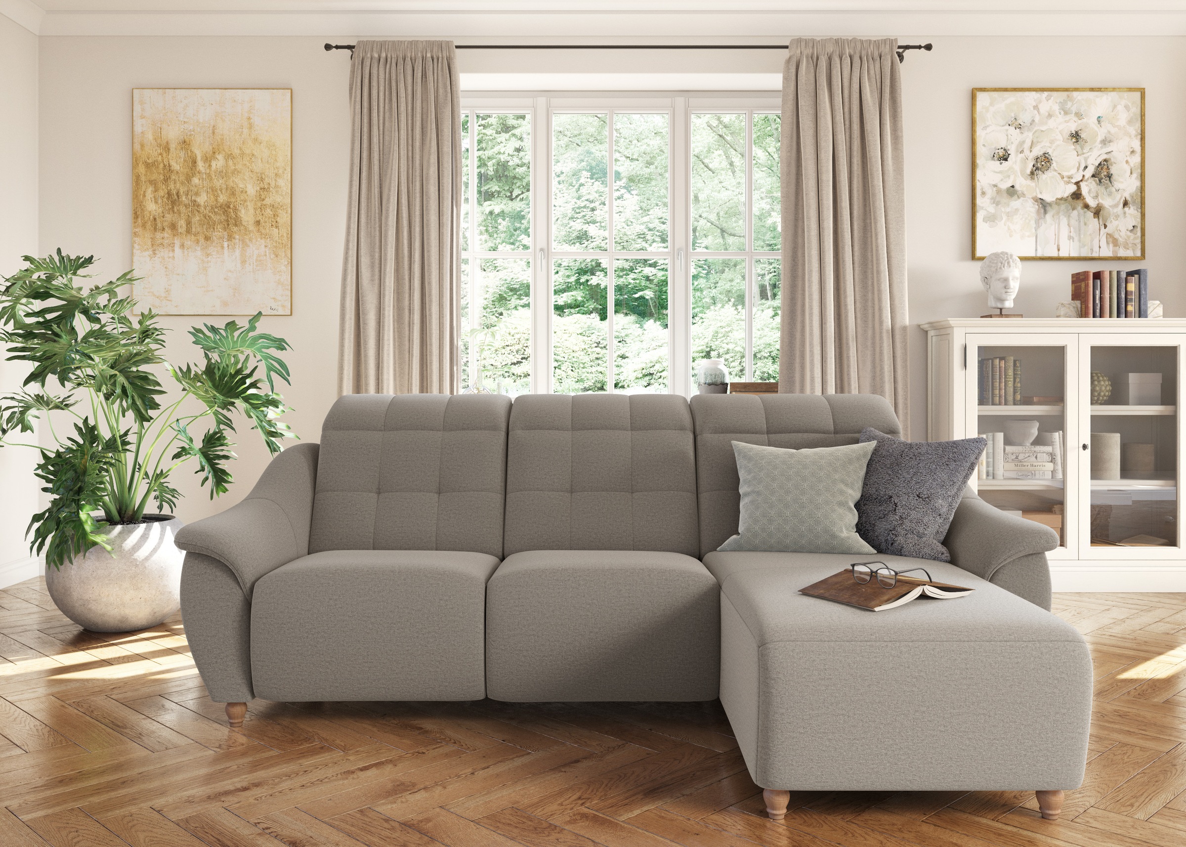 Home affaire Ecksofa »Boston L-Form« Kopfteilverstellung an jeder Sitzfläche, wahlweise Relaxfunktion