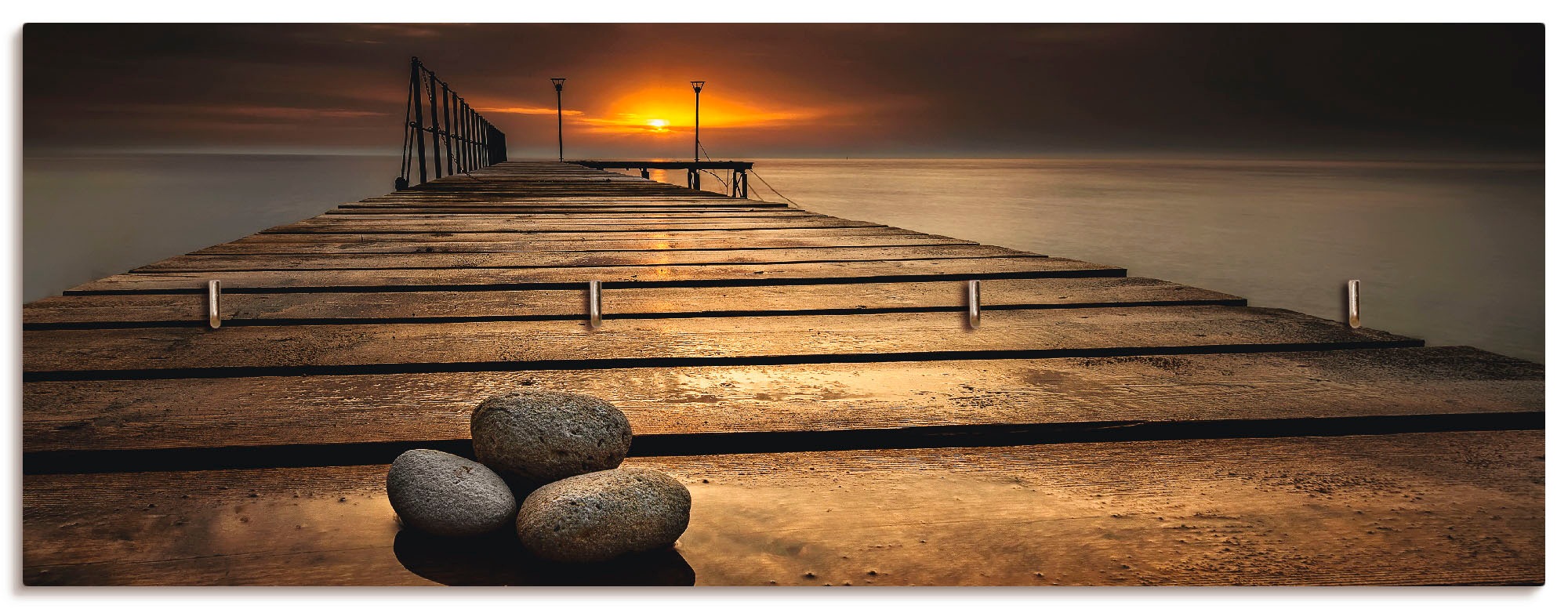 Image of Artland Hakenleiste »Sonnenaufgang am Schwarzen Meer«, aus Holz mit 4 Schlüsselhaken – Schlüsselboard, Schlüsselbretter, Schlüsselhalter, Schlüsselaufhänger für den Flur – Stil: Modern bei Ackermann Versand Schweiz