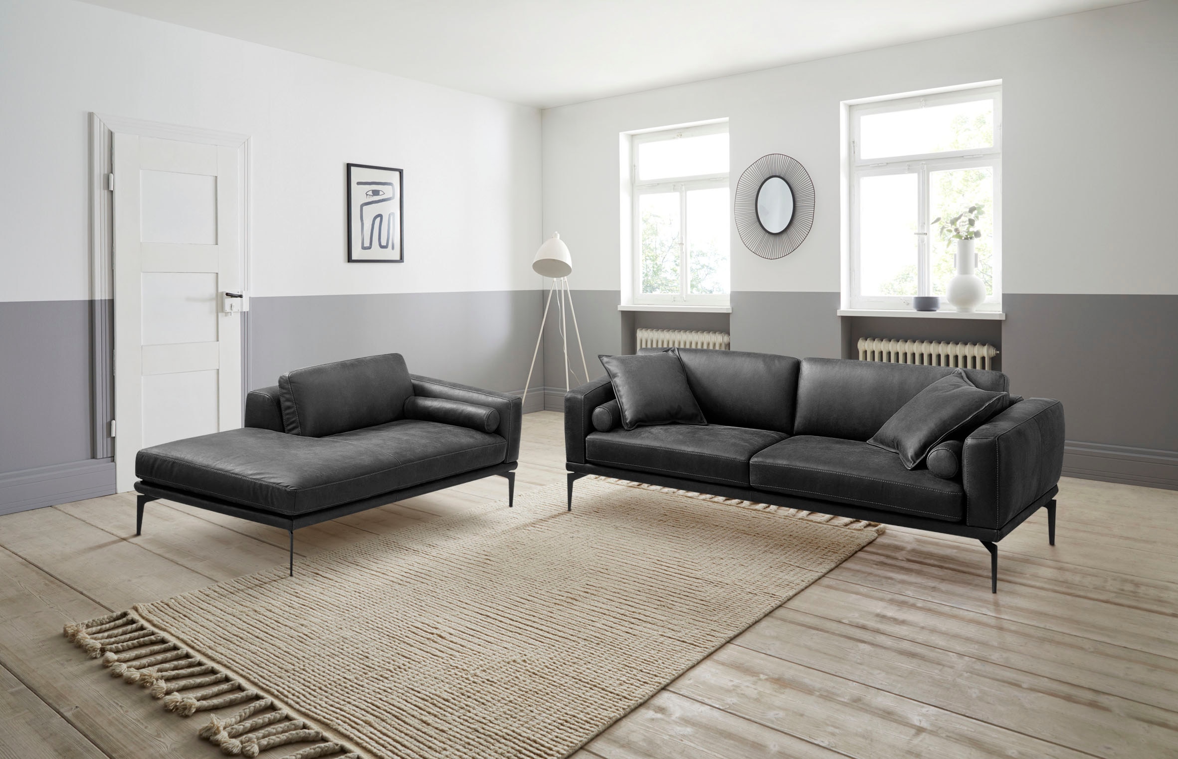Egoitaliano Polstergarnitur »Masu, Design trifft sensationellen Sitzkomfort«, Höhe der Rückenkissen und Sitztiefe verstellbar, 3 Rollkissen