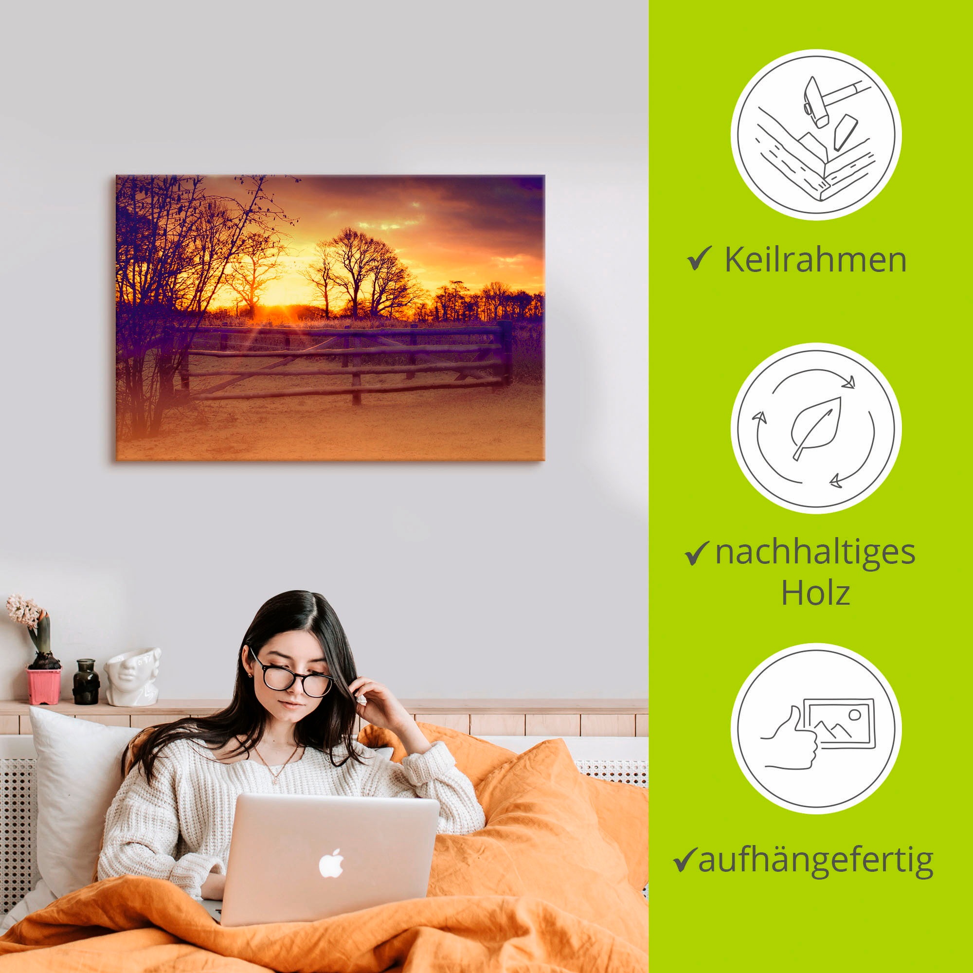 Artland Leinwandbild »Sonnenaufgang im Februar« Sonnenaufgang & -untergang 1 Stk. tlg. auf Keilrahmen gespannt