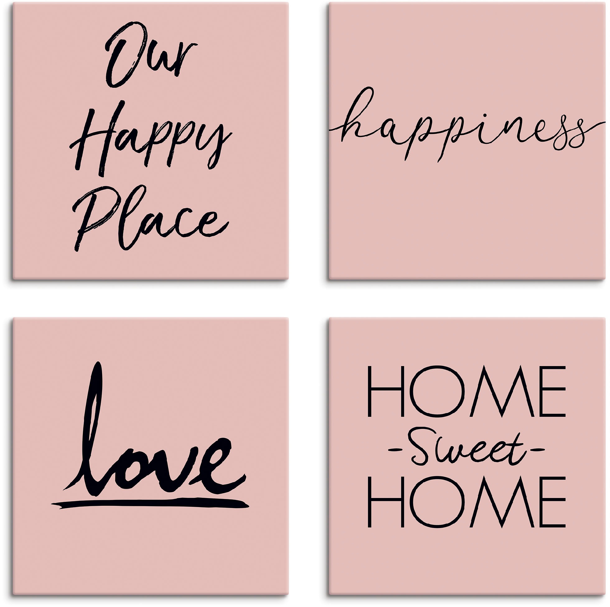 Image of Artland Leinwandbild »Ort Glück Liebe Home sweet Home«, Sprüche & Texte, (4 St.) bei Ackermann Versand Schweiz