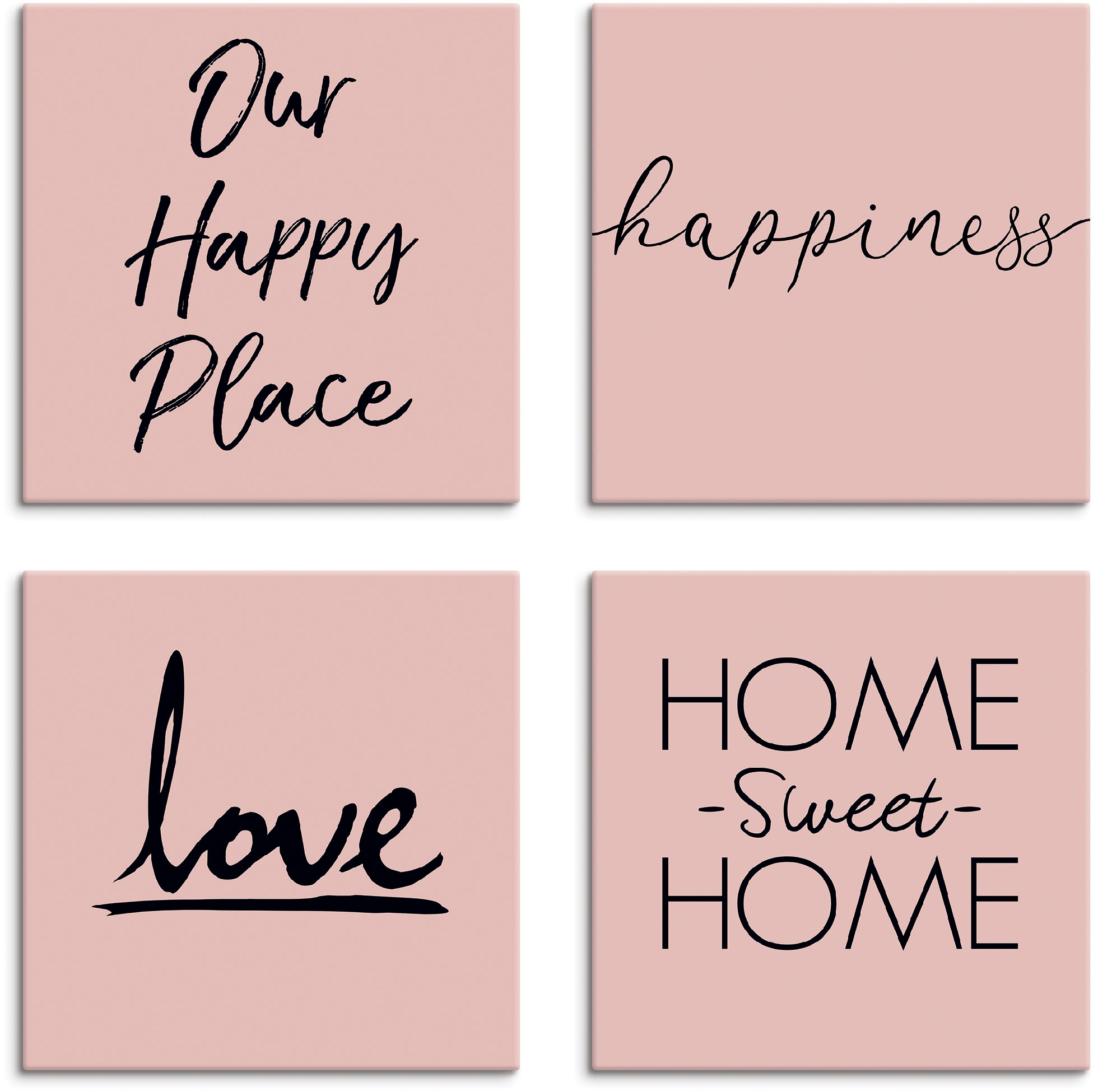 Image of Artland Leinwandbild "Ort Glück Liebe Home sweet Home" Sprüche & Texte 4 Stk. tlg. 4er Set, verschiedene Grössen