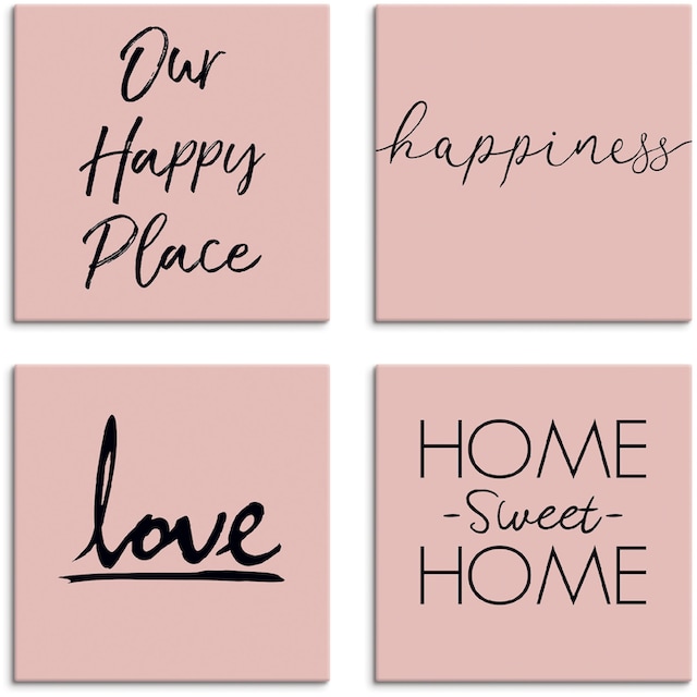 Artland Leinwandbild »Ort Glück Liebe Home sweet Home«, Sprüche & Texte, (4  St.), 4er Set, verschiedene Grössen bequem kaufen