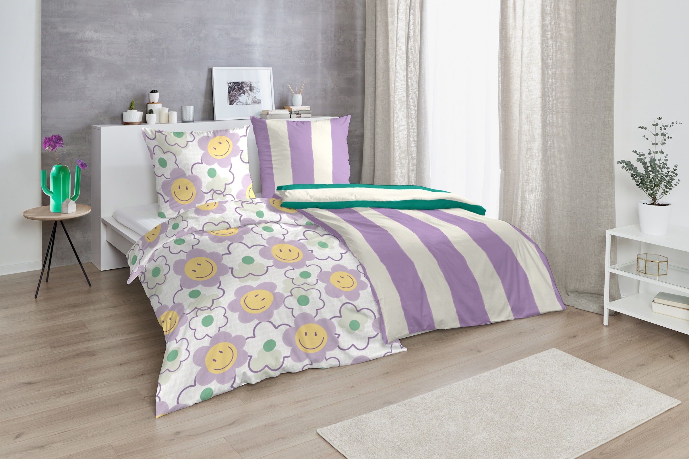 Primera Linge de lit »Renforce-Bettwäsche Color Block« 2 cuis avec combinaisons de couleurs vives et douces