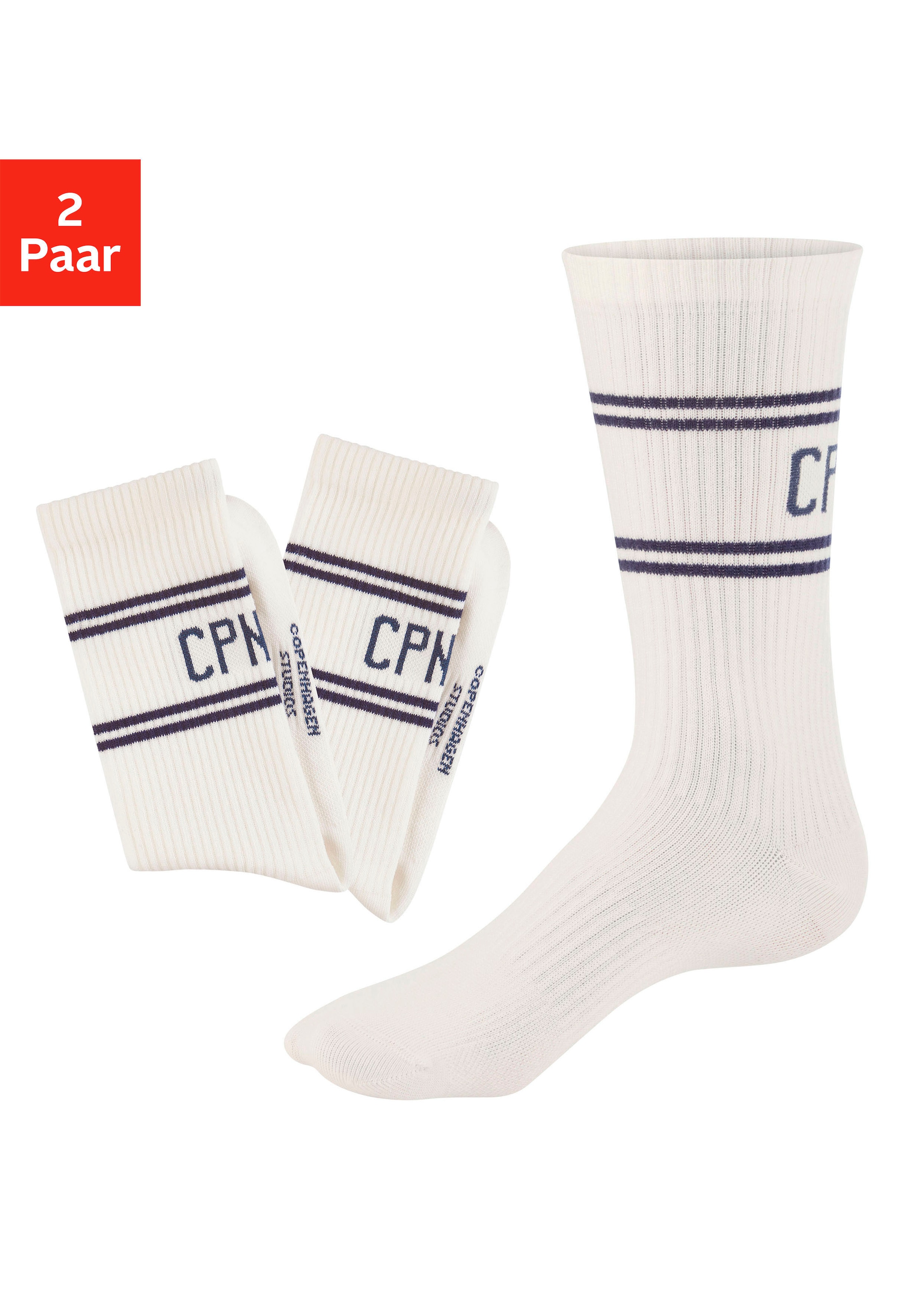 Copenhagen Studios Chaussettes longues Packung, 2 cuis tlg. mit Pikeé-Struktur unter der Sohle