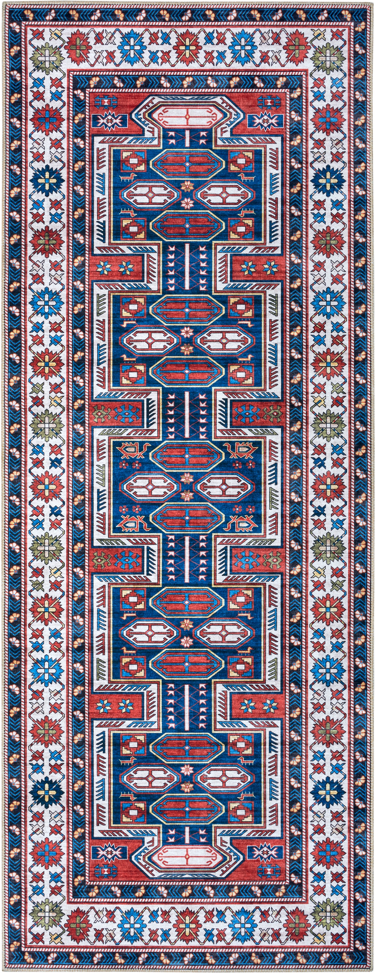 Image of ELLE DECORATION Designteppich »Kazak Tizab«, rechteckig, 7 mm Höhe, Design Läufer, Orient Optik, Vintage Design, Wohnzimmer, Schlafzimmer, Robust, Pflegeleicht, gekettelt, kräftige Farben bei Ackermann Versand Schweiz