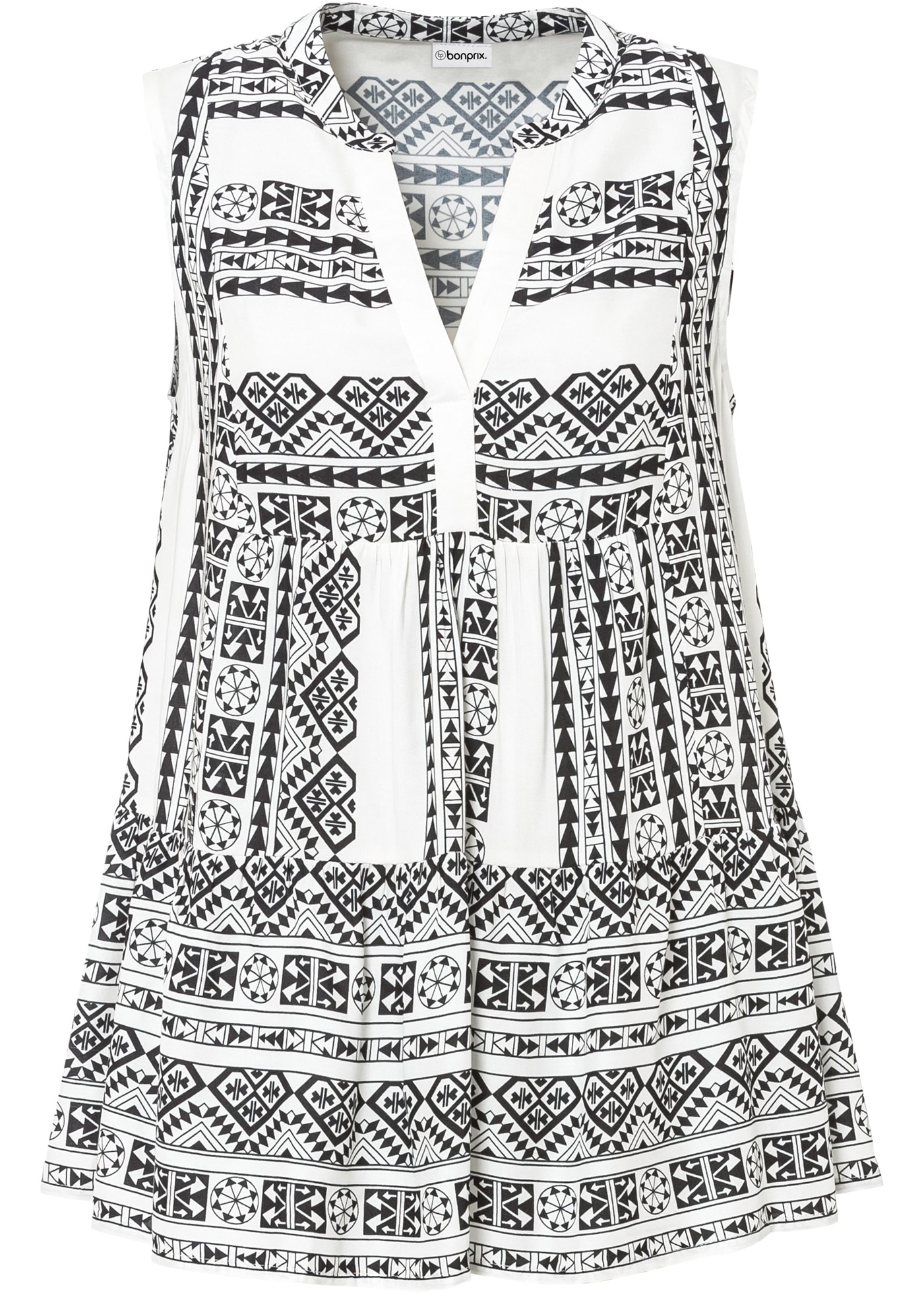 bonprix Top chemisier A-Linien-Passform, mit Hendleykragen, aus Viskose, ärmellos