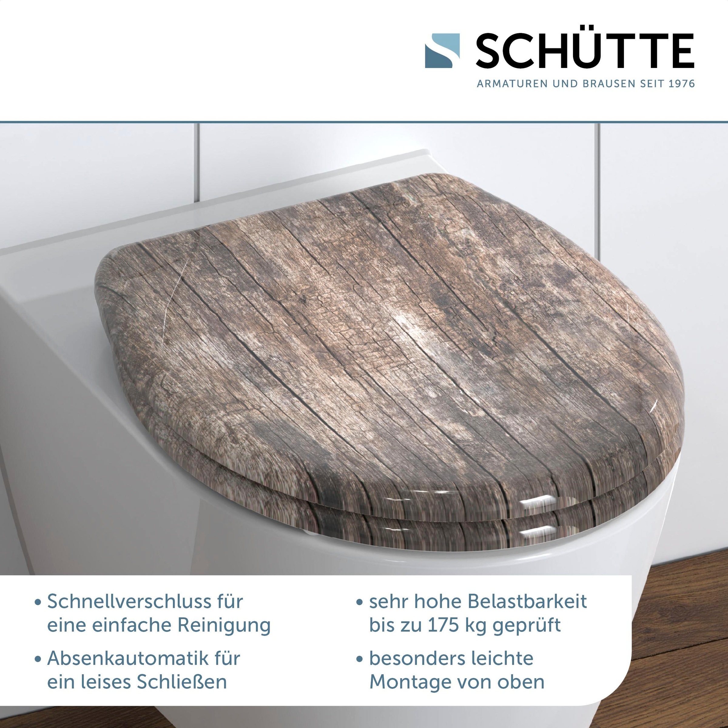 Schütte WC-Sitz 'Old Wood' mit Absenkautomatik Duroplast