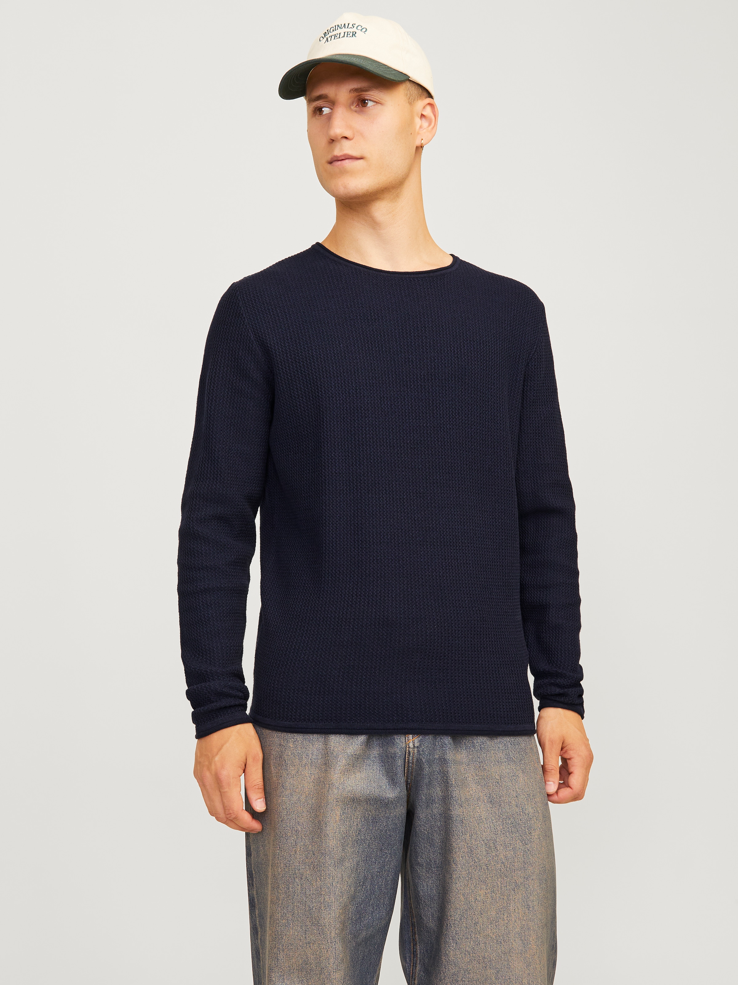 Jack & Jones Rundhalspullover »JJECOOPER KNIT CREW NECK NOOS«, in Strick Optik