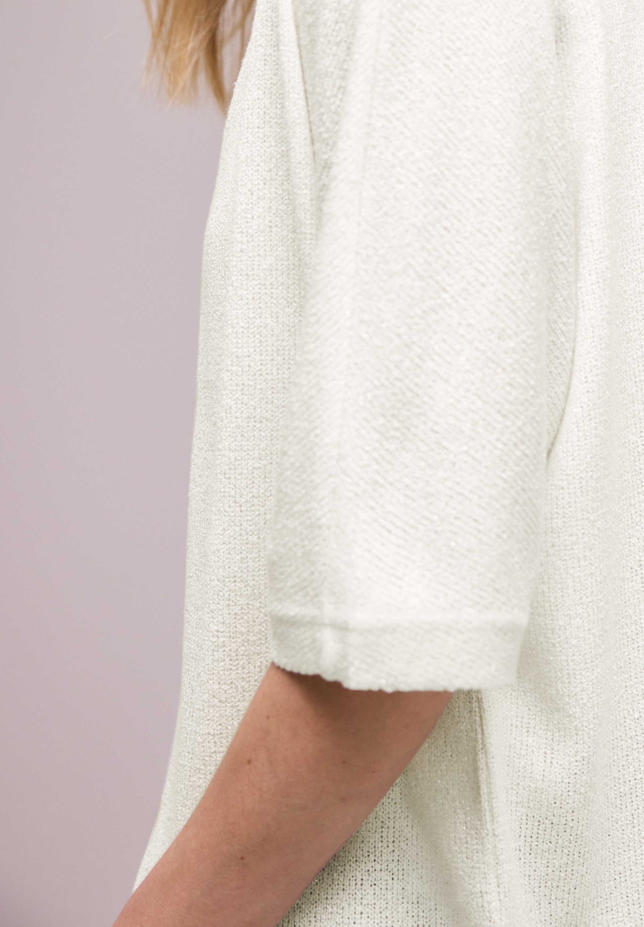 STREET ONE Strickjacke Kurzarm Jacke im Strick-Look mit Glitzer