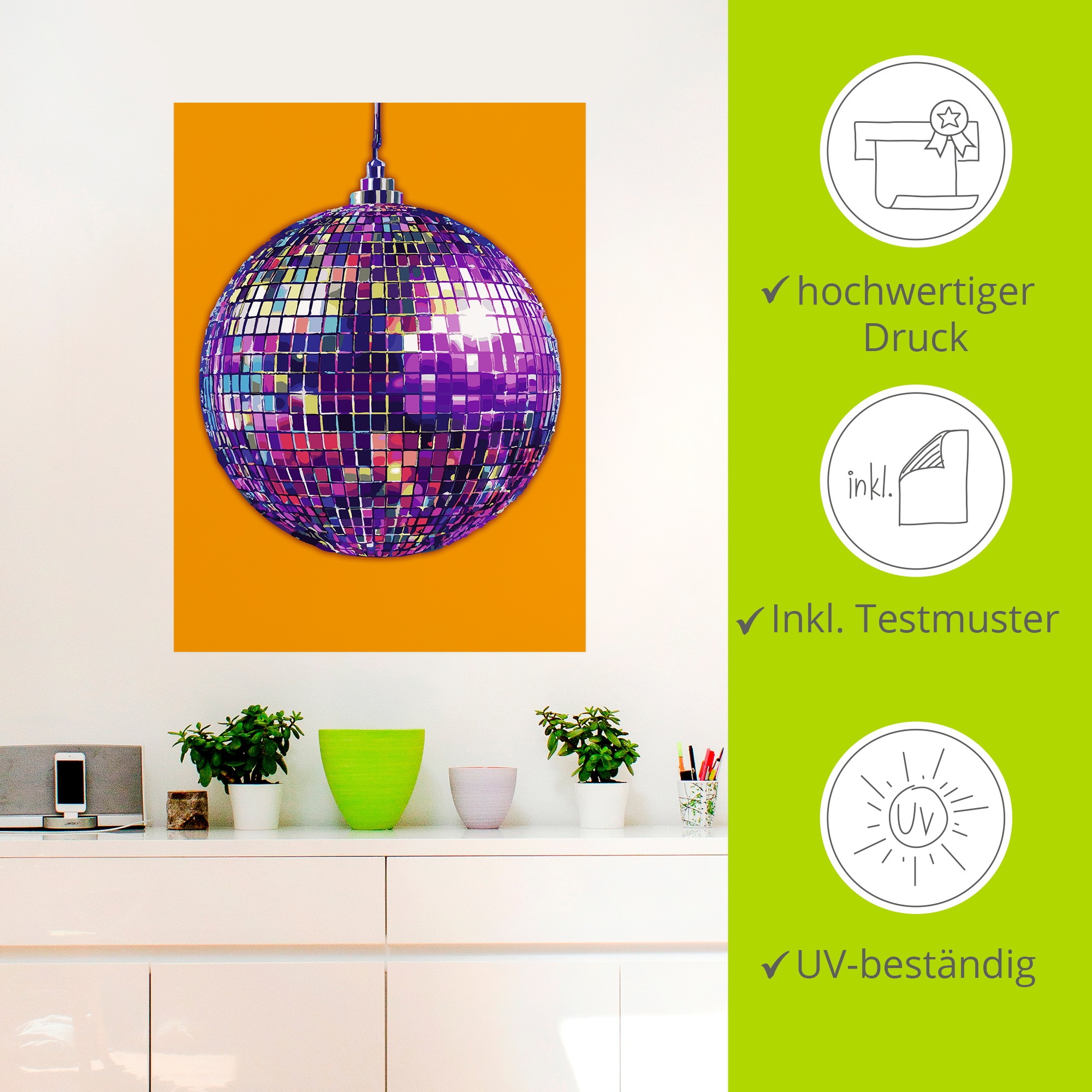 Artland Wandbild »Discokugel« 1 Stk. tlg. als Alubild, Leinwandbild, Poster, Wandaufkleber in verschied. Grössen