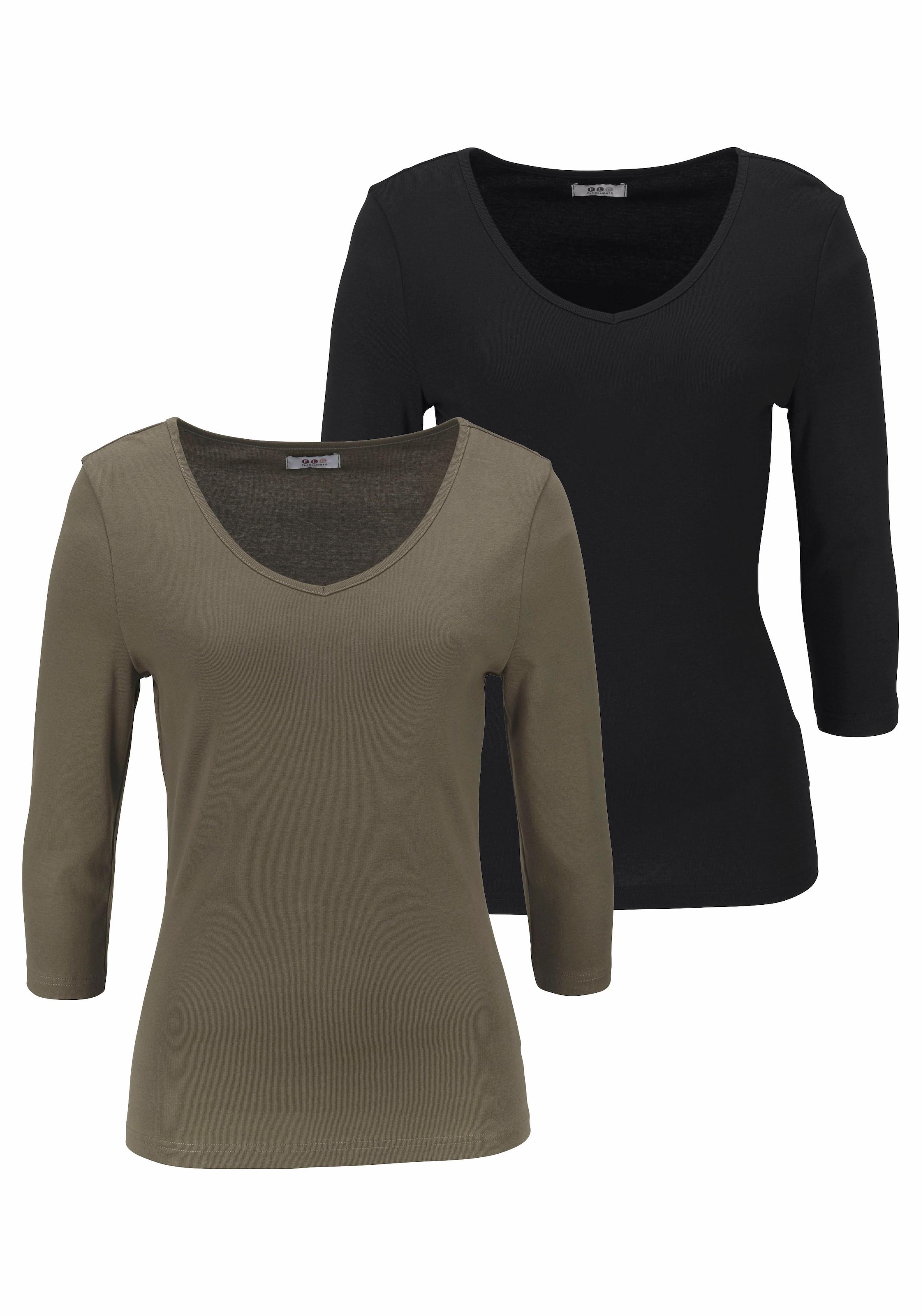 Image of Flashlights V-Shirt 2er-Pack, unifarben, V-Ausschnitt, Basic-Stil, aus Baumwolle, im 2er-Pack