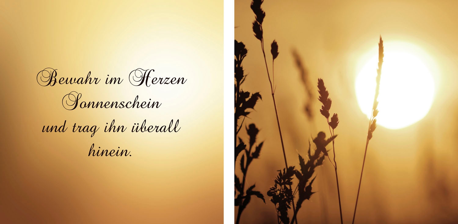 Image of queence Leinwandbild "Sonnenschein" Blumenbilder Gräser Kunst Modern Schriftzug Schriftzüge Sonnenaufgang Spa Spa Bilder Sprüche Sprüche & Texte Set, Premium-Leinwandstoff, Handarbeit aus Deutschland, Spruch, 2er Set