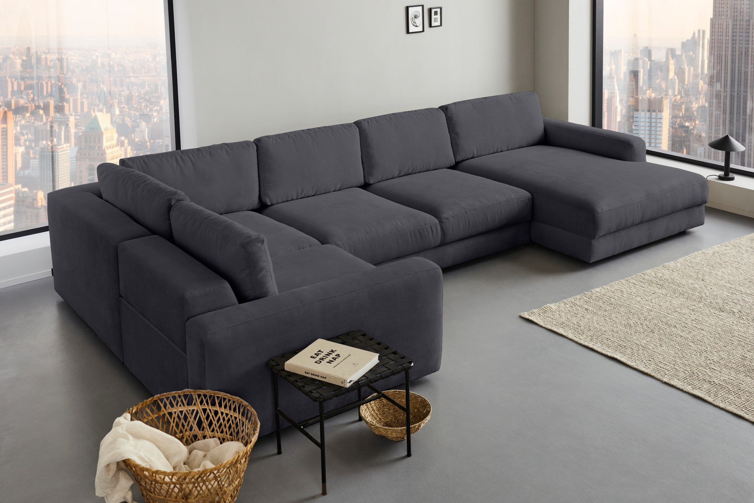Home affaire Paysage de salon »Bloomfield, Mega Polsterprogramm, Breite 405cm, viel Platz, U-Form« avec assise extra profonde, au choix avec réglage de la profondeur d'assise