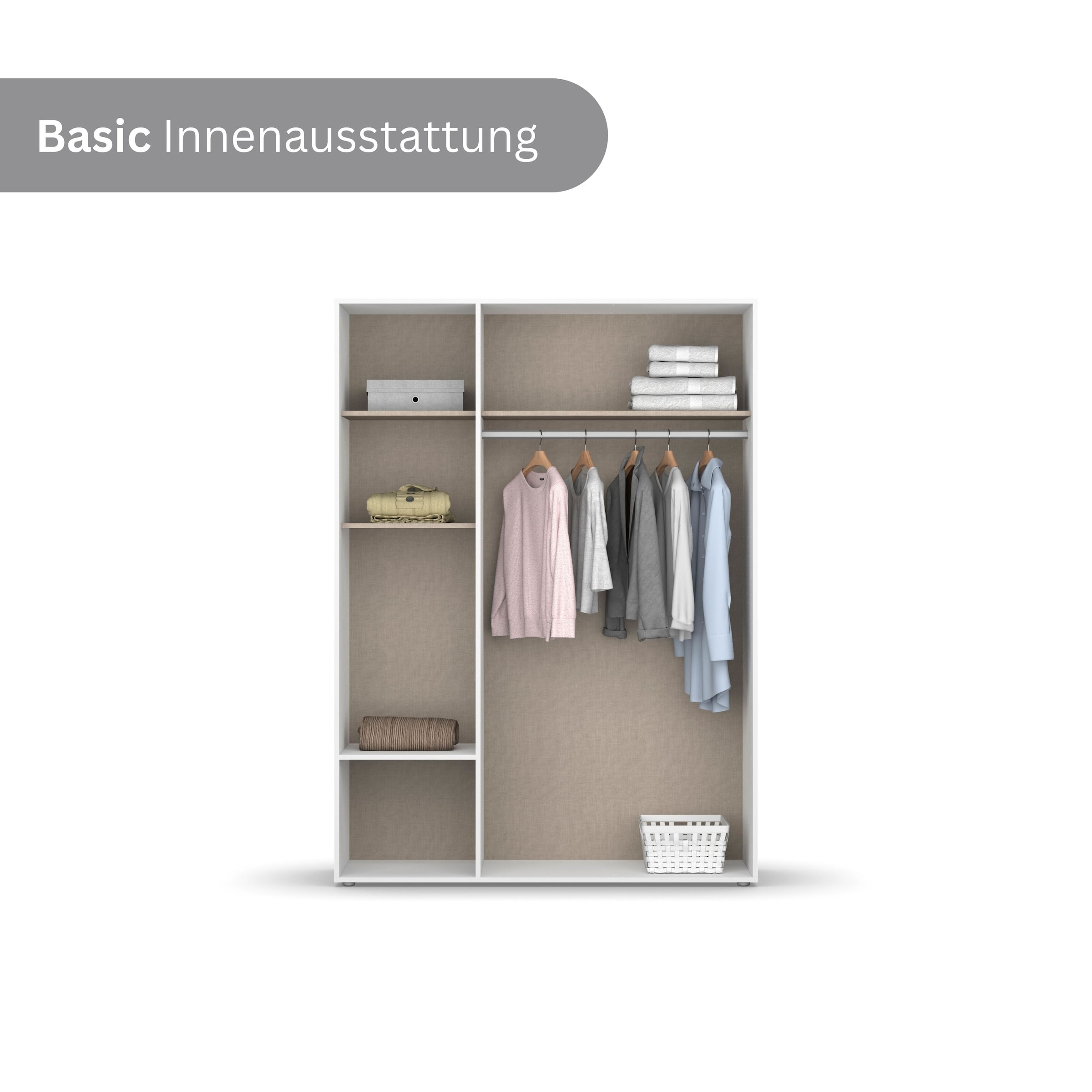 rauch Drehtürenschrank »Kleiderschrank Schrank Garderobe Wäscheschrank VOYAGER« in 3 verschiedenen Ausstattungen BASIC/CLASSIC/PREMIUM,  mit 2 modernen Griffvarianten, mit Aussenschubladen MADE IN GERMANY