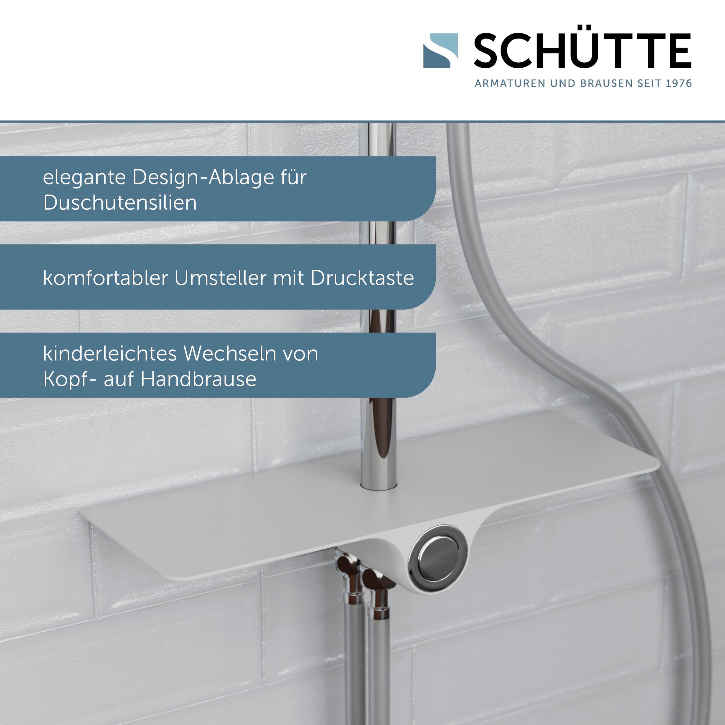Schütte Brausegarnitur »Aquastar«, Regendusche, Edelstahl, mit Ablage, Handbrause mit 3 Funktionen