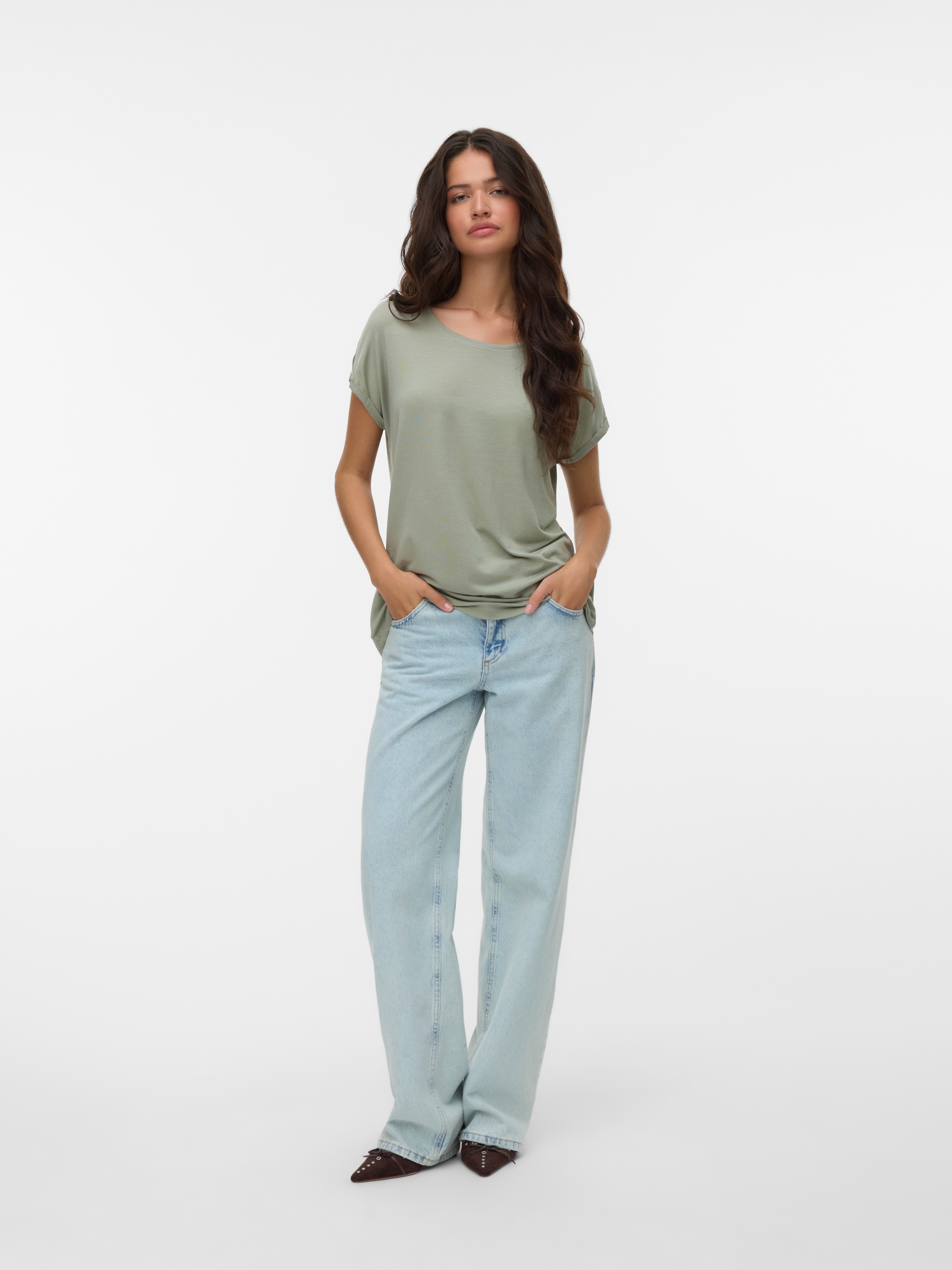 Vero Moda Rundhalsshirt »VMAVA PLAIN SS TOP GAJRS NOOS«