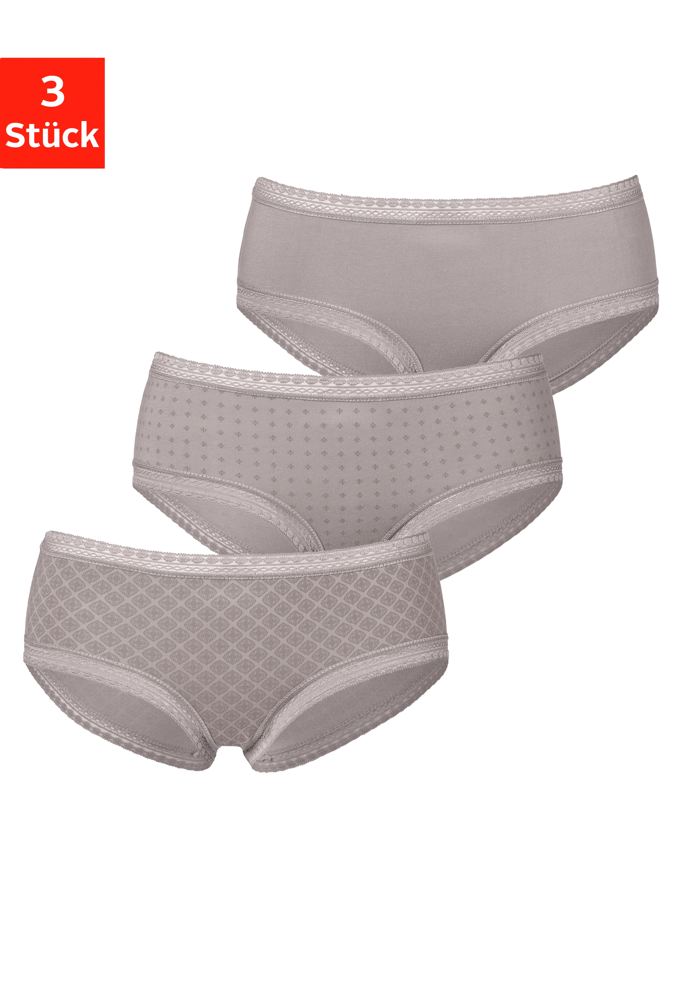 Image of LASCANA Panty, (Packung, 3 St., 3er-Pack), mit grafischer Spitze bei Ackermann Versand Schweiz