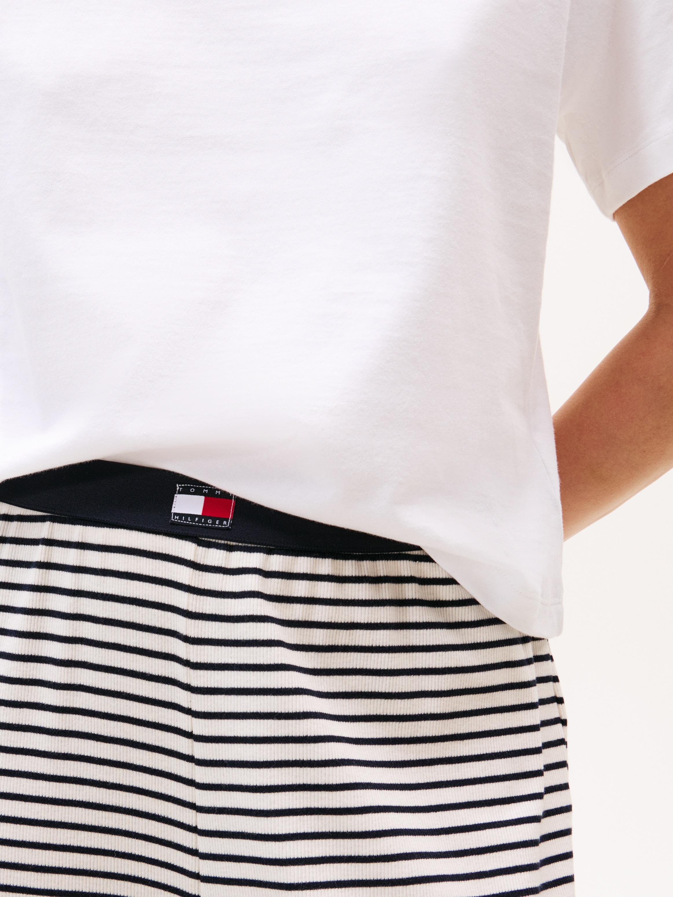 Tommy Hilfiger Underwear Homewearhose »PRINT RIB PANTS«, elastischer Bund, geringelt, weites Bein, Rippware