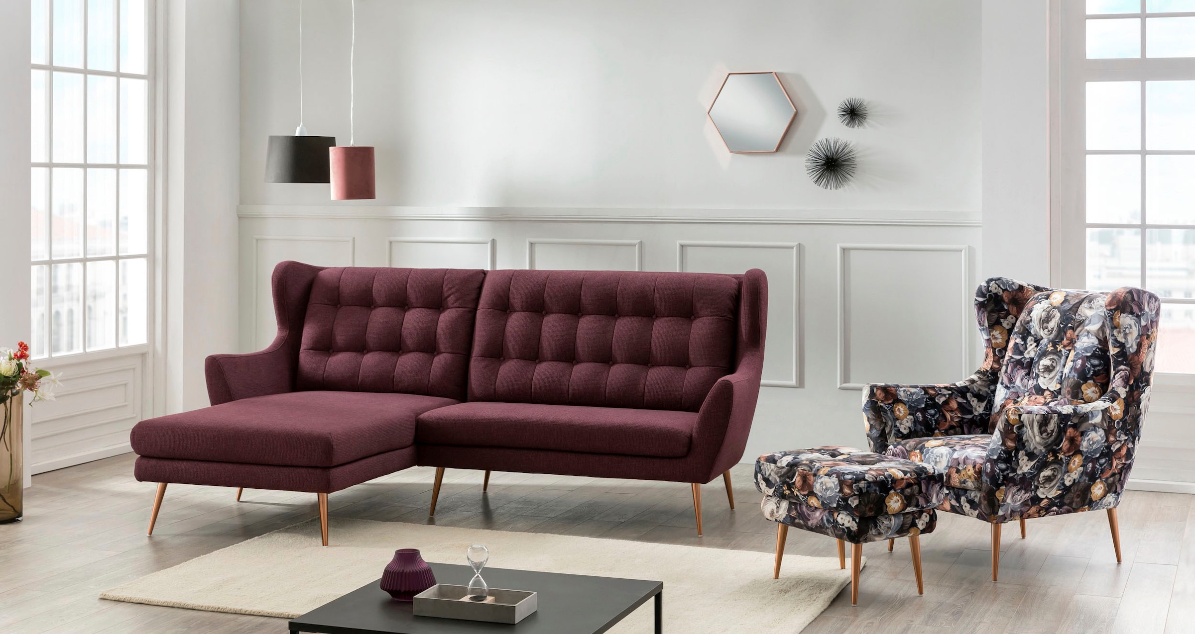 Image of Home affaire Ecksofa "Henry Louanne, L-Form" wahlweise mit Messingfüssen
