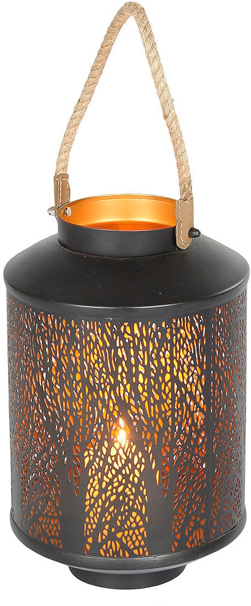 Image of Ambiente Haus Kerzenlaterne "Laterne Walddesign, Tau Griff - (H) 50cm"