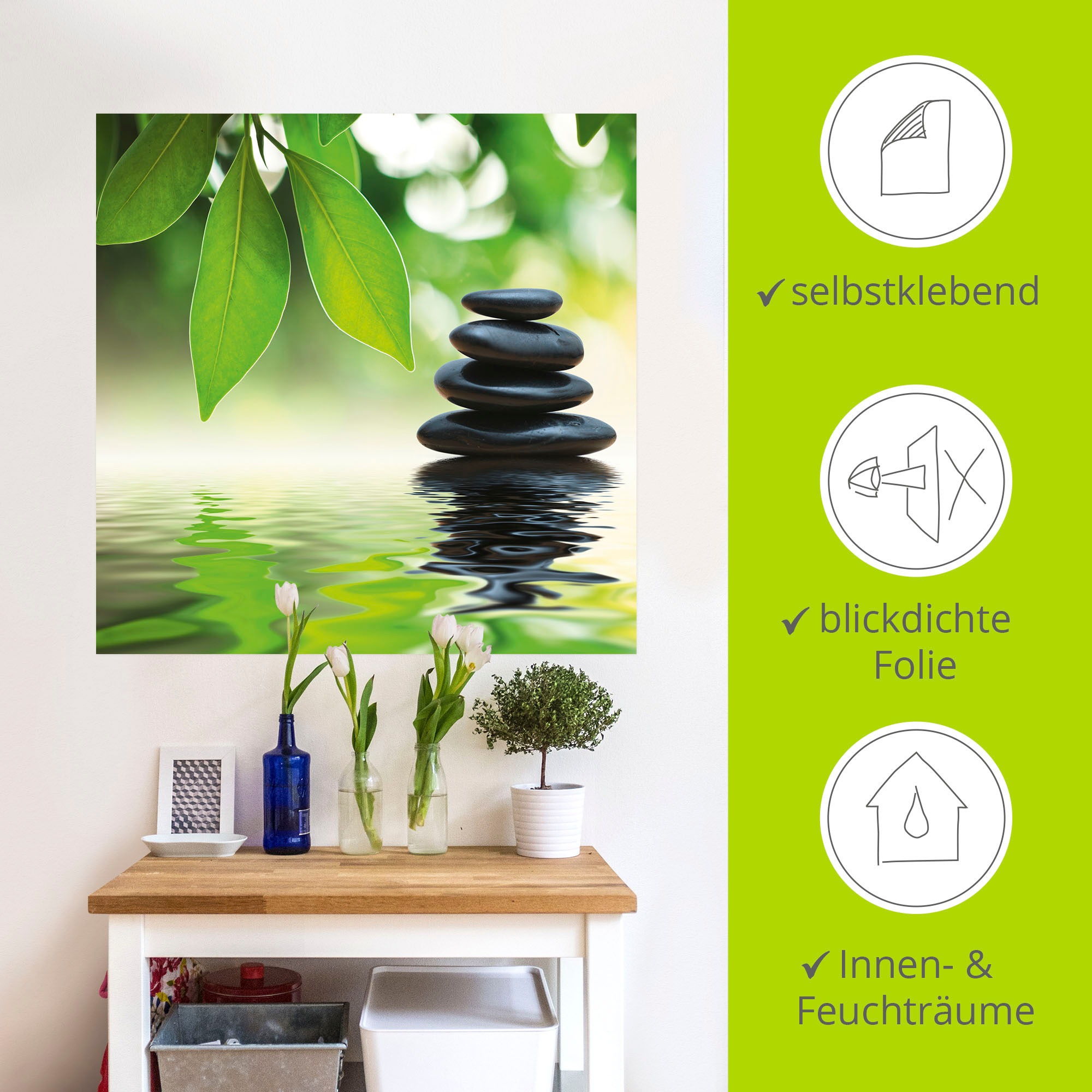 Artland Wandbild »Zen Steinpyramide auf Wasseroberfläche«, Zen, (1 St.), als Leinwandbild, Poster, Wandaufkleber in verschied. Grössen