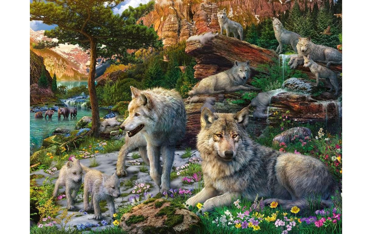 Ravensburger Puzzle »Wolfsrudel im Frühlingserwachen«