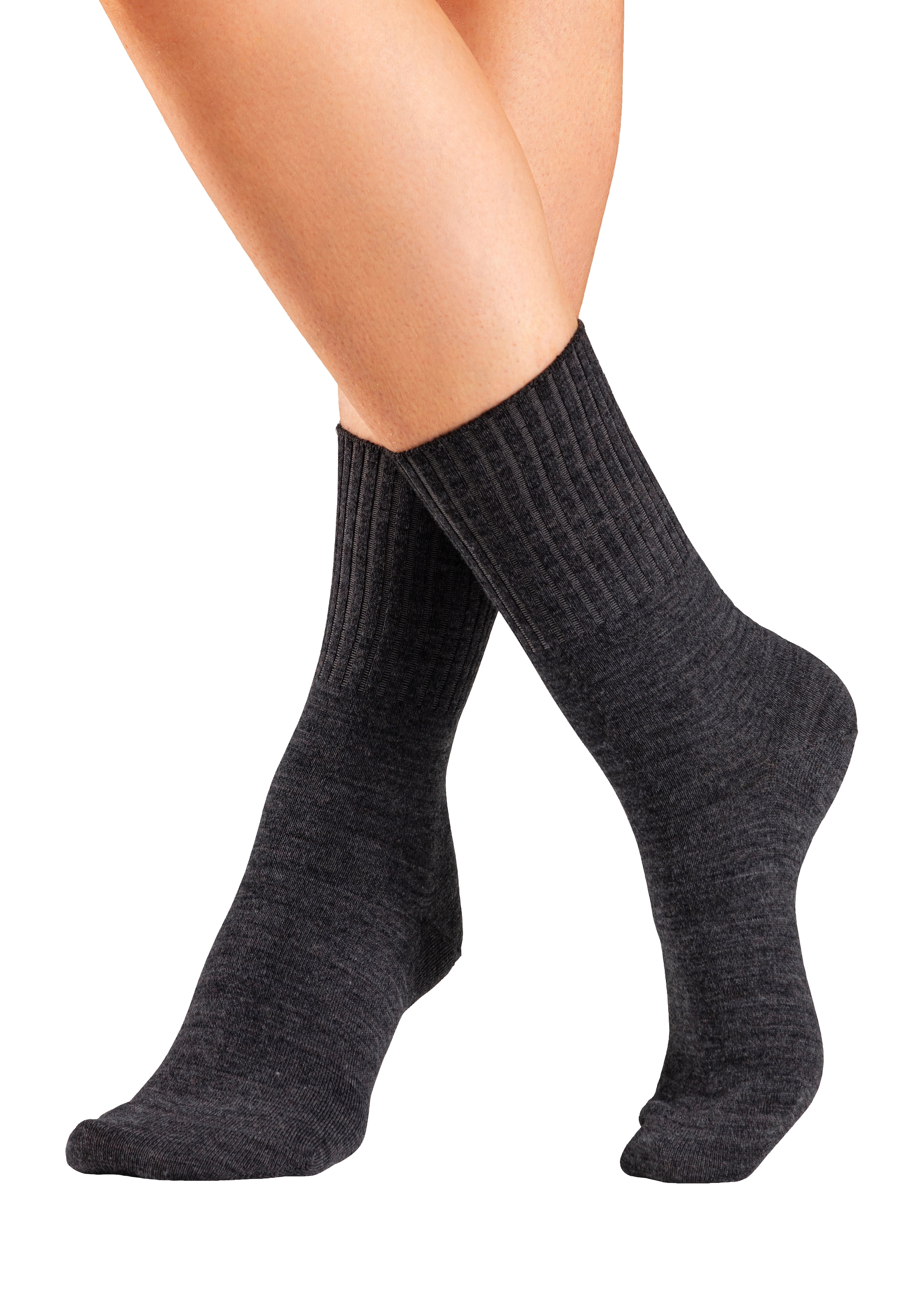 Lavana Umschlagsocken, (Packung, 3 Paar), fein gestrickt mit 53% Wolle