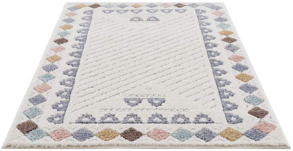 Image of Carpet City Hochflor-Teppich »Focus«, rechteckig, 20 mm Höhe, Boho-Teppich mit Bordüre, bunt, besonders weich, 3D-Effekt, ideale Teppiche für Wohnzimmer & Schlafzimmer bei Ackermann Versand Schweiz