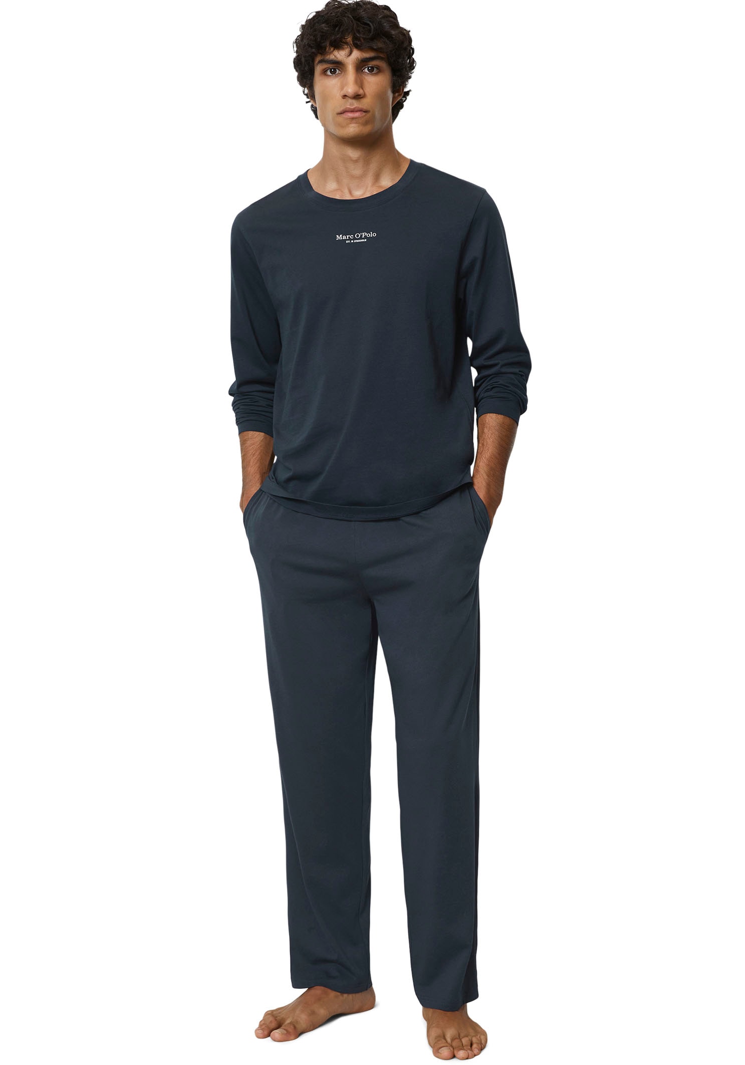 Image of Marc OPolo Pyjamaoberteil "Mix & Match Cotton" mit Langarm und Logoprägung