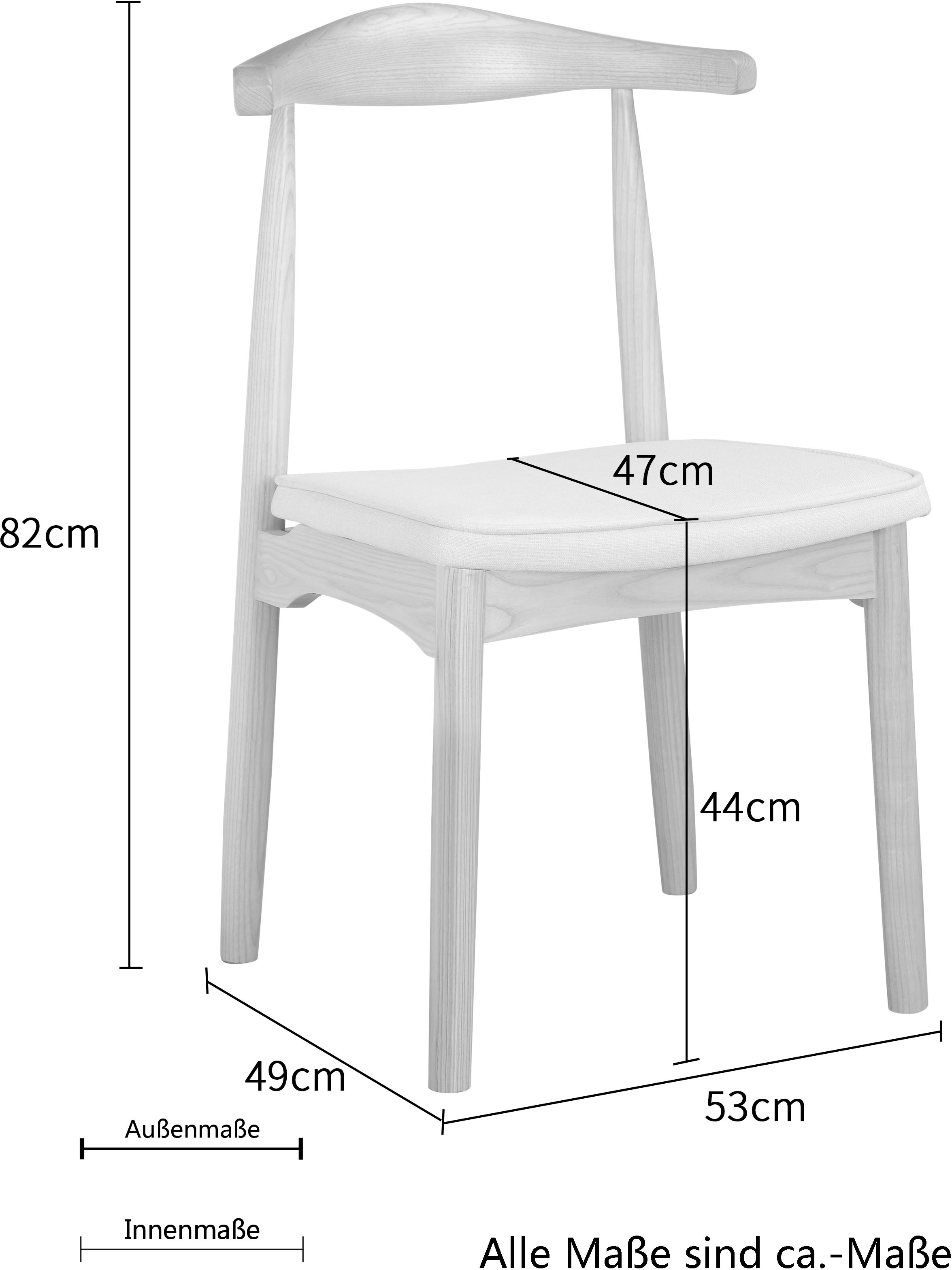 LeGer Home by Lena Gercke Esszimmerstuhl »Rianne«, (Set), 2 St., Gestellrahmen aus massivem Eschenholz, Sitzfläche mit Webstoffkissen