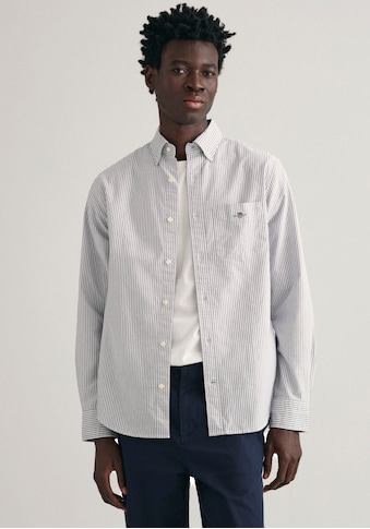Langarmhemd »Regular Fit Oxford Hemd strukturiert langlebig dicker gestreift«