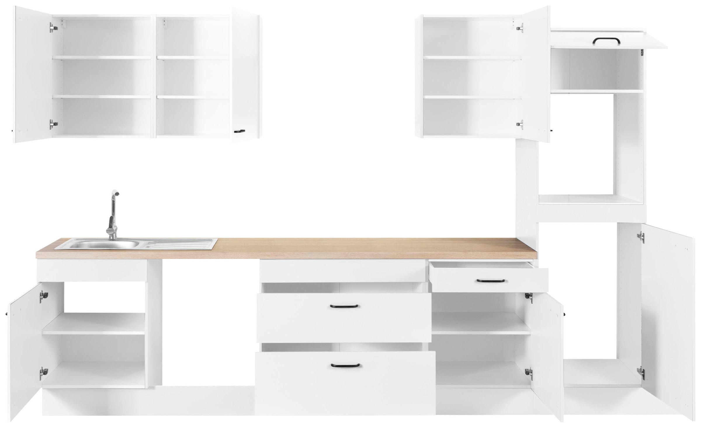 OPTIFIT Küchenzeile »Elga« Premium-Küche, Soft-Close-Funktion, grossen Vollauszügen, Breite 330 cm