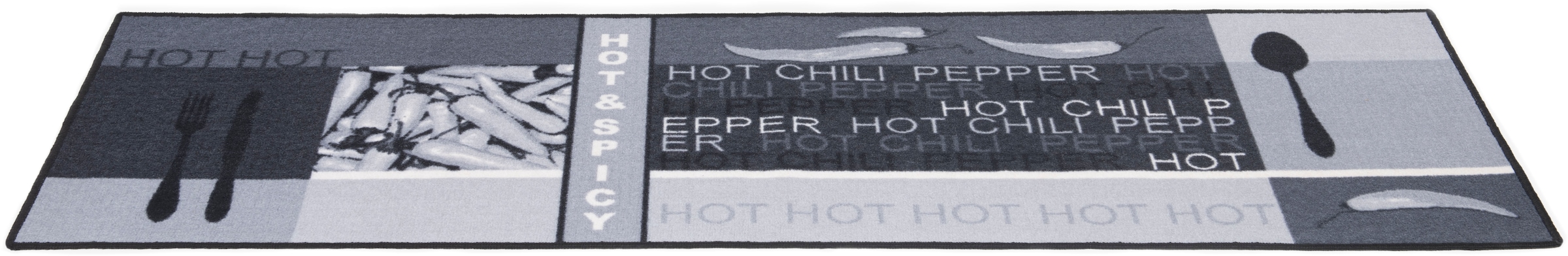 Andiamo Küchenläufer Schriftzug, kaufen mit Pepper«, »Hot rechteckig, jetzt waschbar Küche, Peperoni/Chili, Motiv