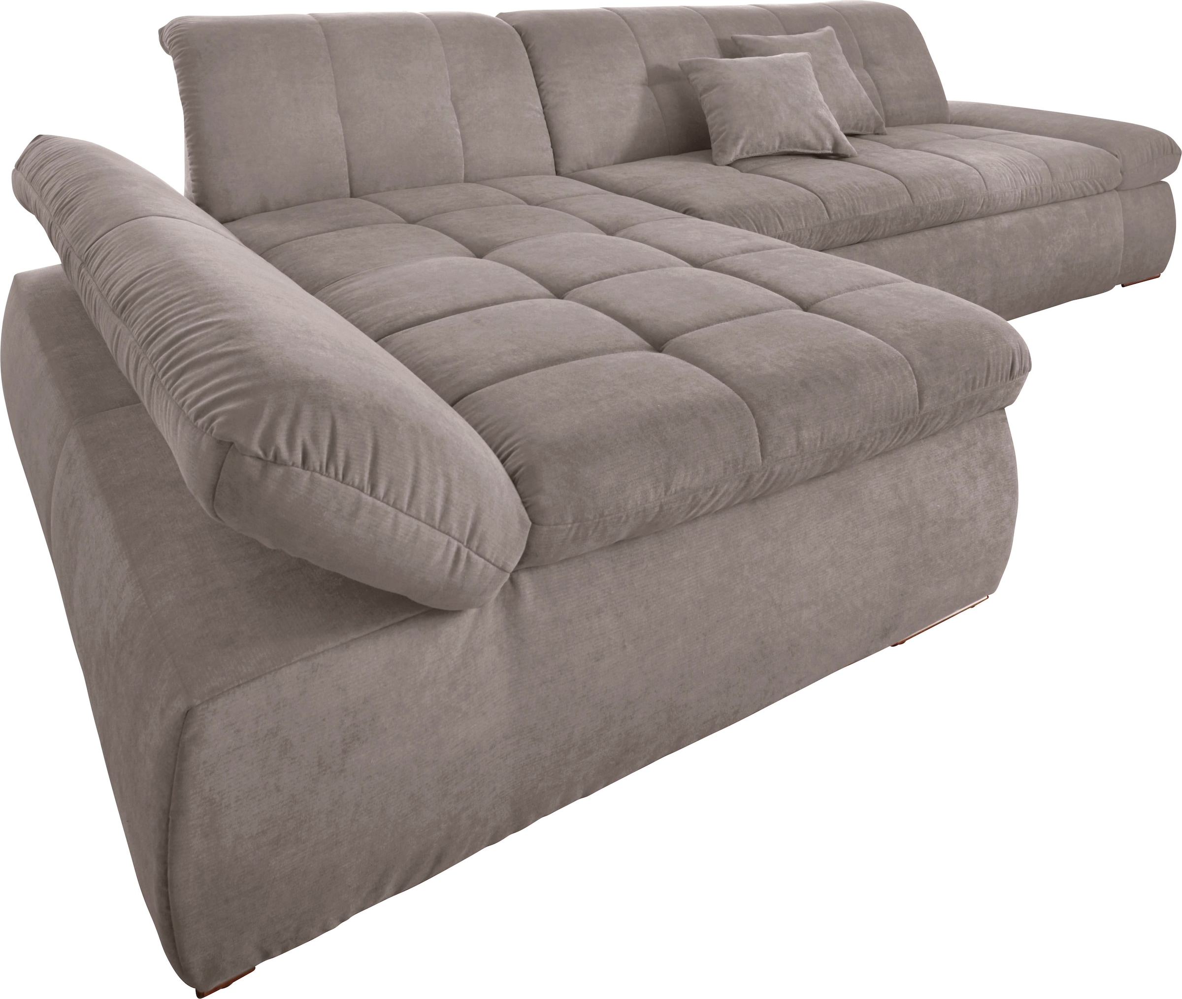 DOMO collection Ecksofa »NMoric XXL, B/T/H: 300/172/80cm, Revamierenabschluss L-Form«, wahlweise mit Bettfunktion und Armlehnverstel,lung