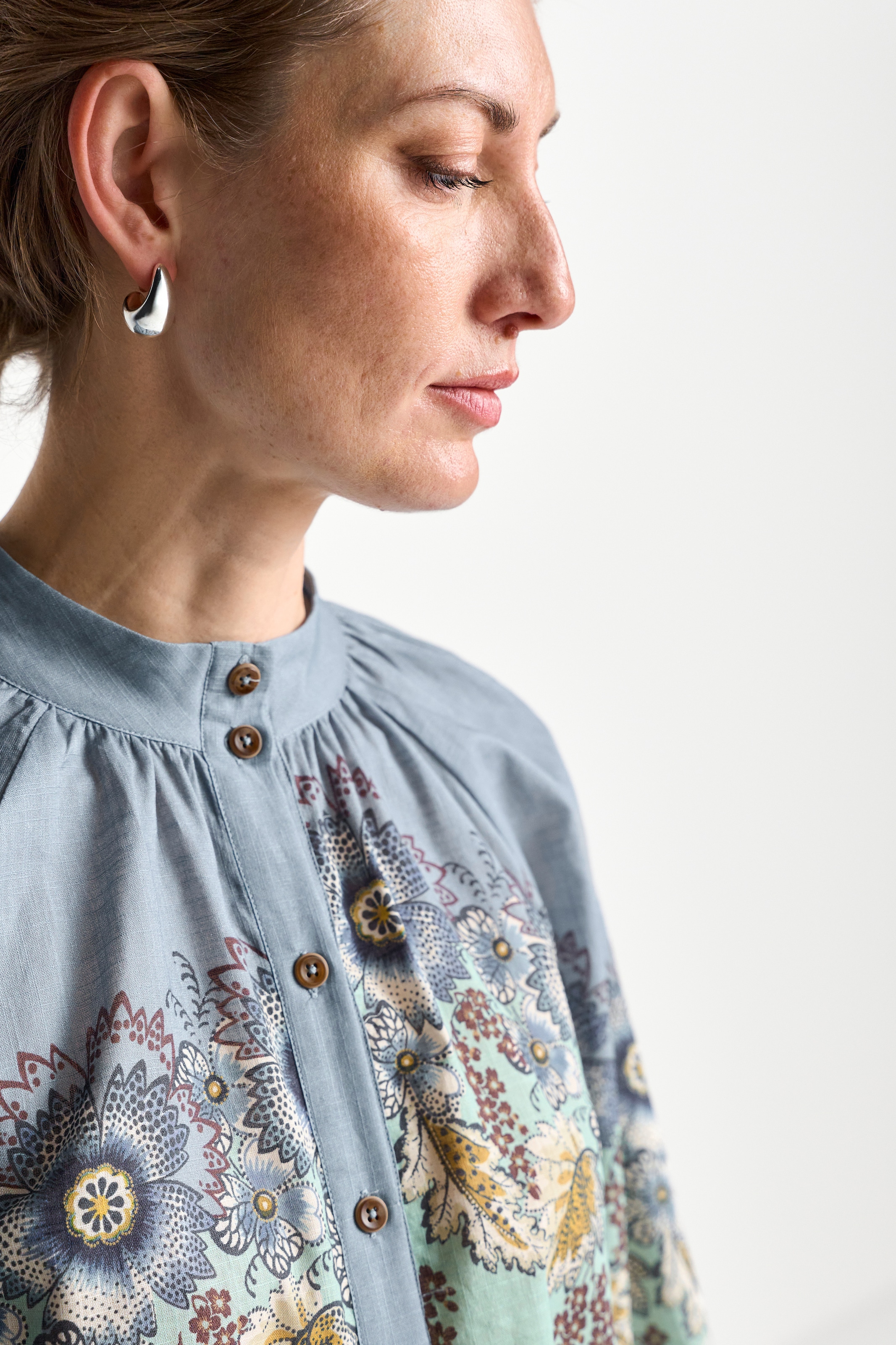 RICHROYAL Blouse à manches longues imprimé bordure florale