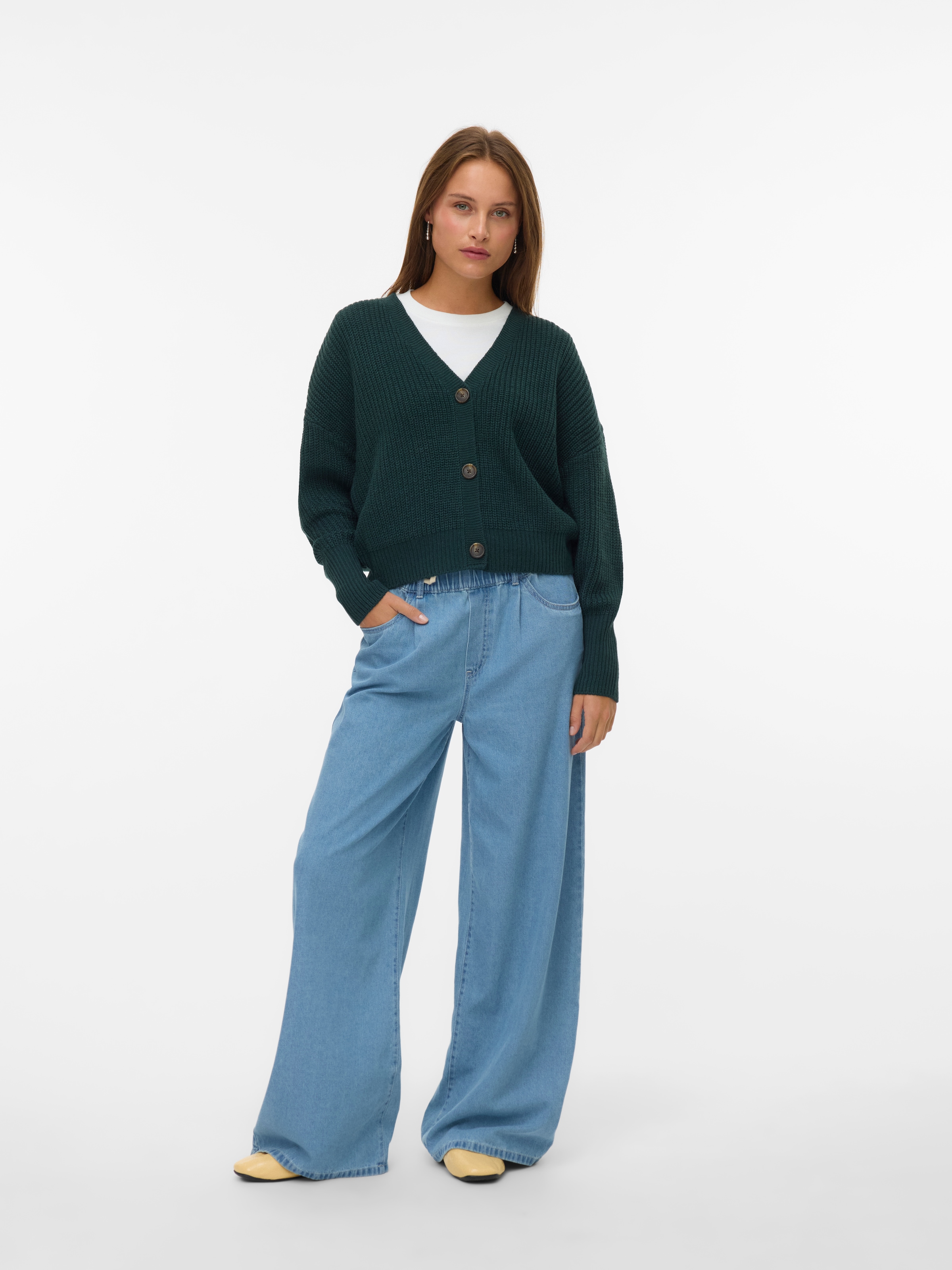 Vero Moda Veste en tricot »VMLEA LS V-NECK CUFF CARDIGAN NOOS« fibre synthétique, coupe régulière
