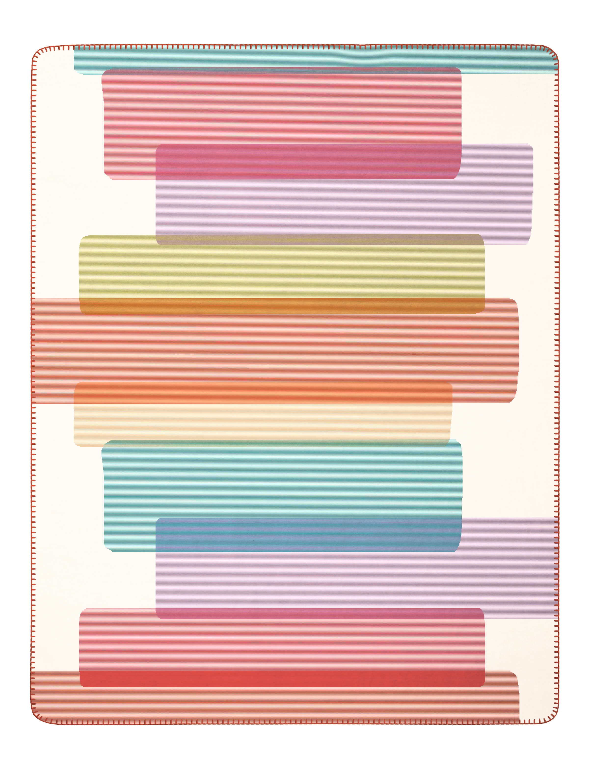 Image of Biederlack Wohndecke "Wohndecke Floating Forms" pastelligen Bonbon-Farben mit Zierstich