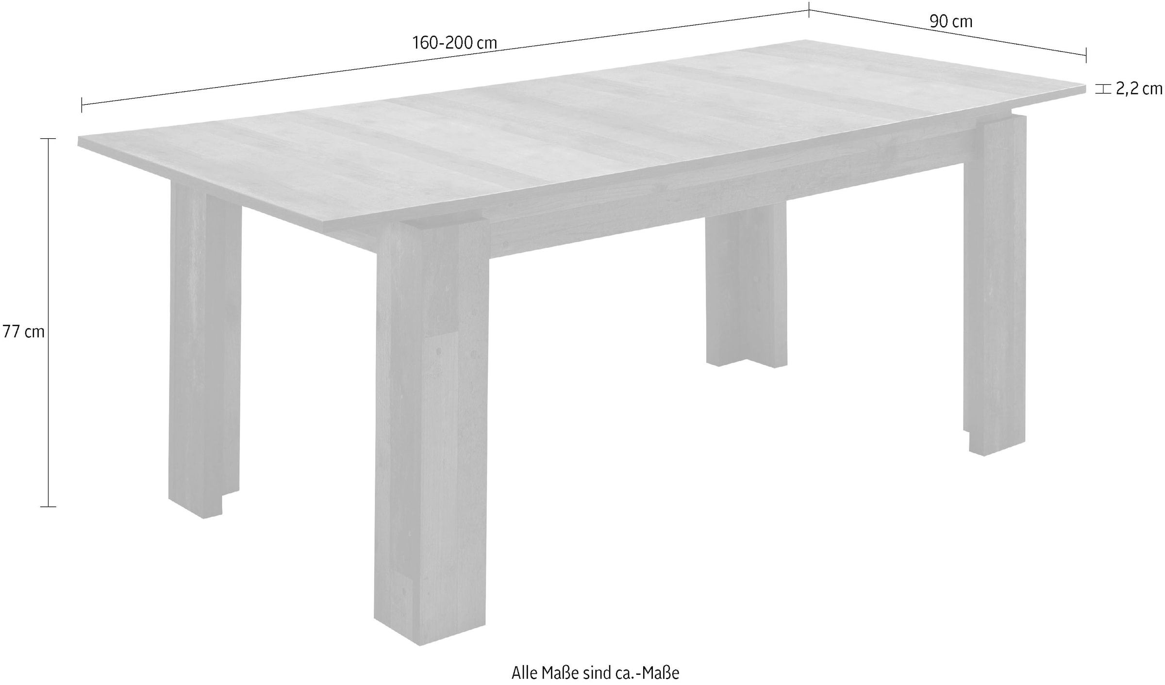 INOSIGN Esstisch »Tanum« Ausziehbarer Esszimmertisch 160-200 cm - Masse (B/T/H) 160/90/77 cm