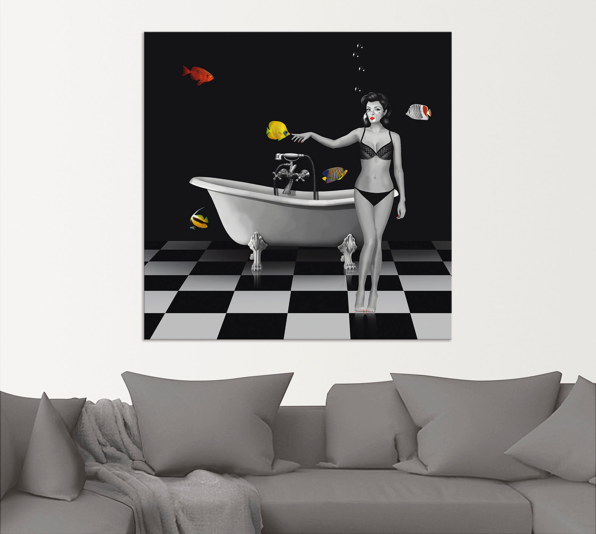 Artland Wandbild »Ein Badezimmer für Fische«, Frau, (1 St.), als Alubild, Outdoorbild, Leinwandbild in verschied. Grössen