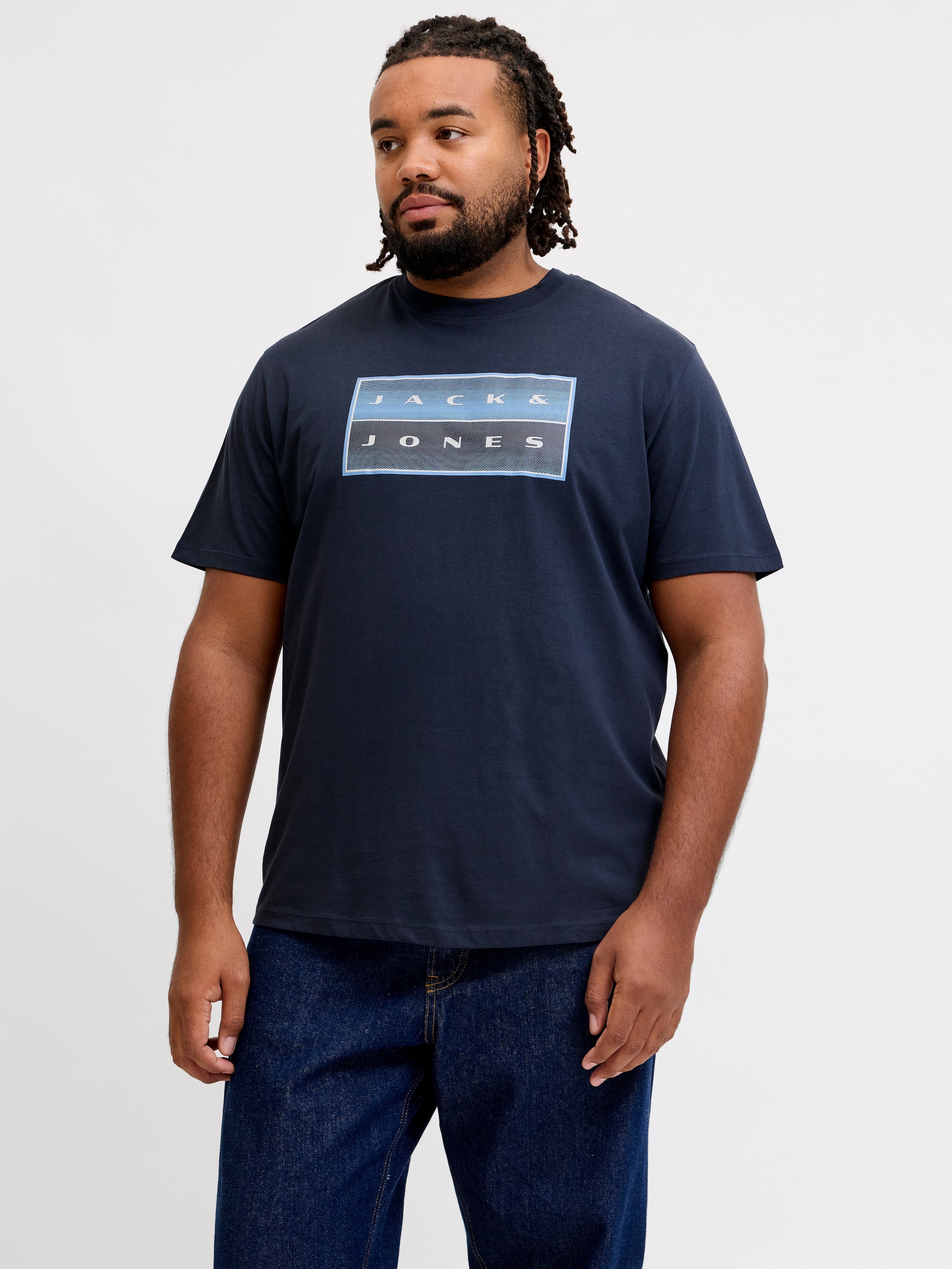 Image of Jack & Jones PlusSize T-Shirt "JCOFUSION BOX PRINT TEE SS CN PLS" Baumwolle, regular fit