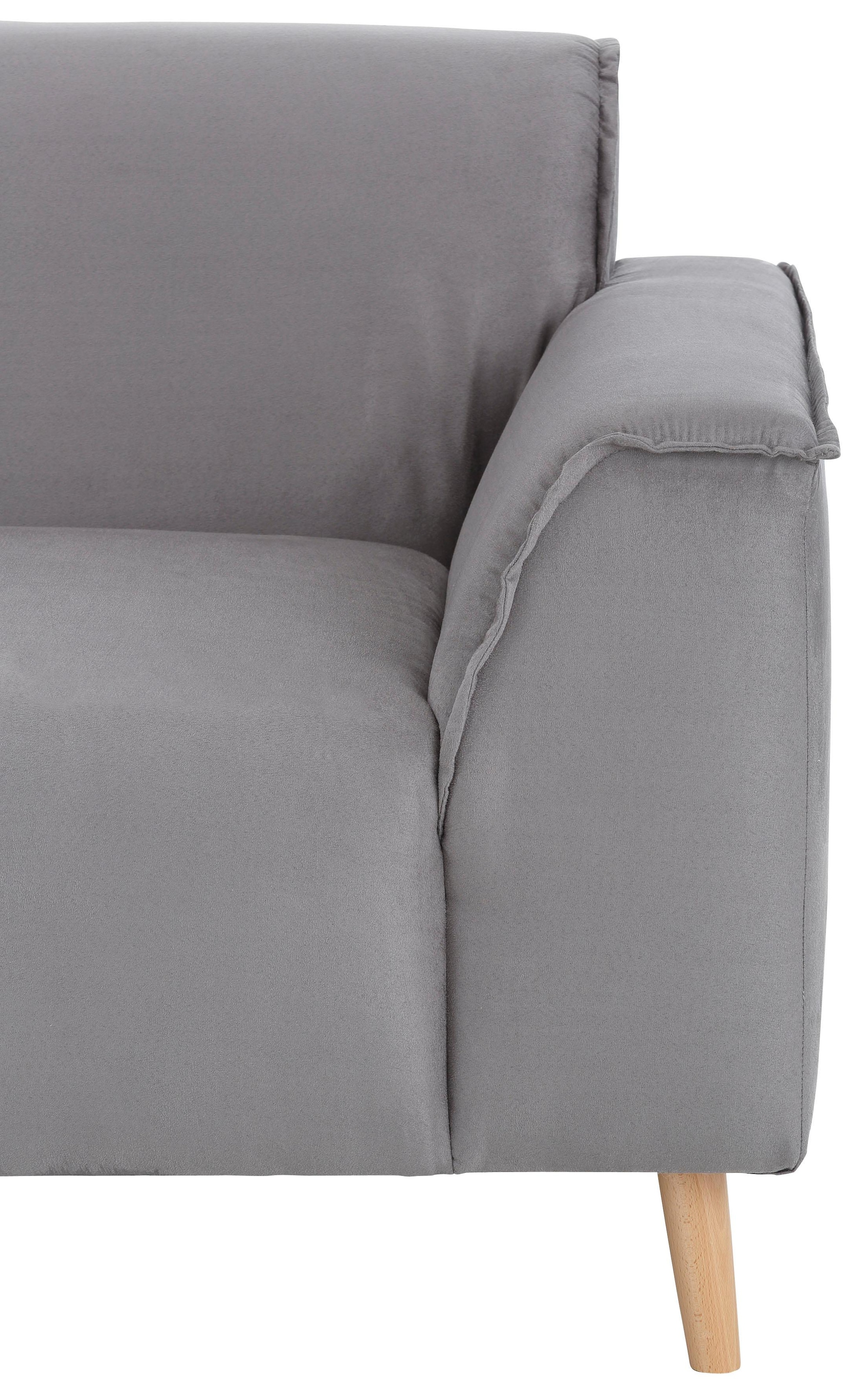 Home affaire Ecksofa »Julia zeitlose und elegante Couch, hoher Sitzkomfort, L-Form«, Federkern-Polsterung, Holzfüsse, Keder