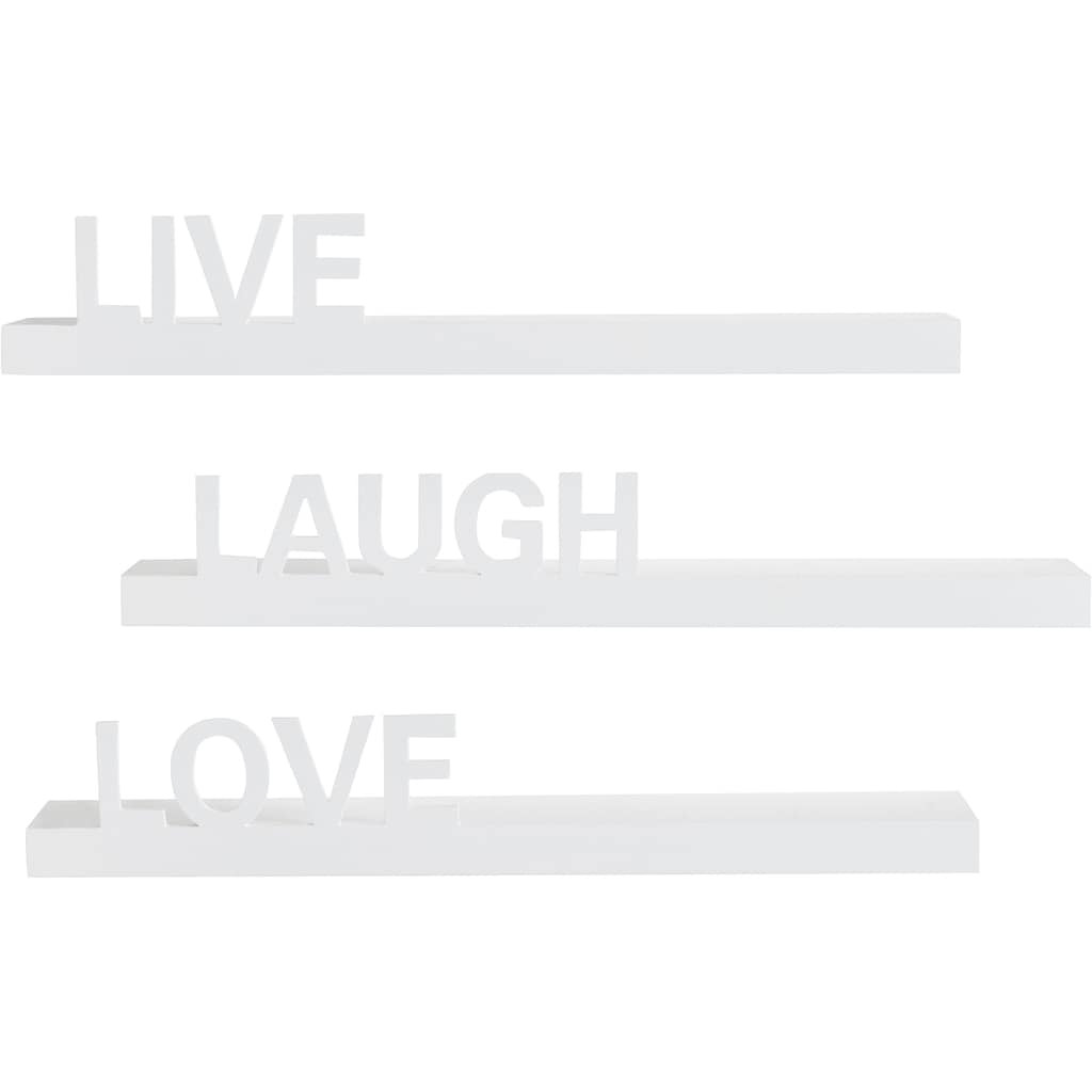 my home Deko-Wandregal »Live - Love - Laugh«, (Set, 3 St., 3-tlg. Set)