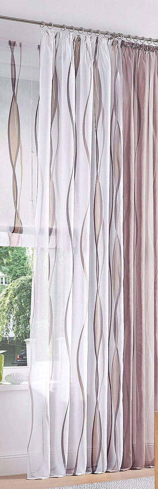 my home Gardine »Dimona«, (2 St.), 2er-Set, Voile, Polyester, Wellen