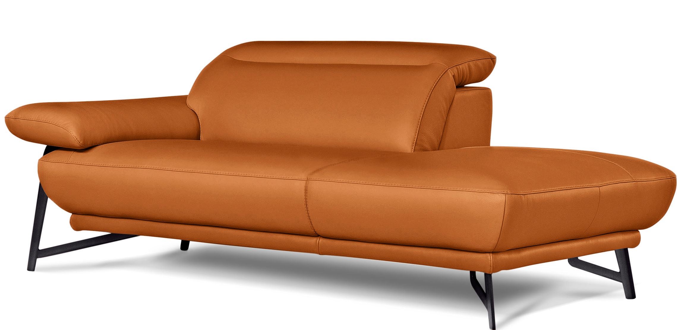 Egoitaliano Ottomane »Anais, erstklassiges Designsofa, Breite 179 cm, Fussfarbe schattengrau« Tête de lit réglable, cuir BULL, orange