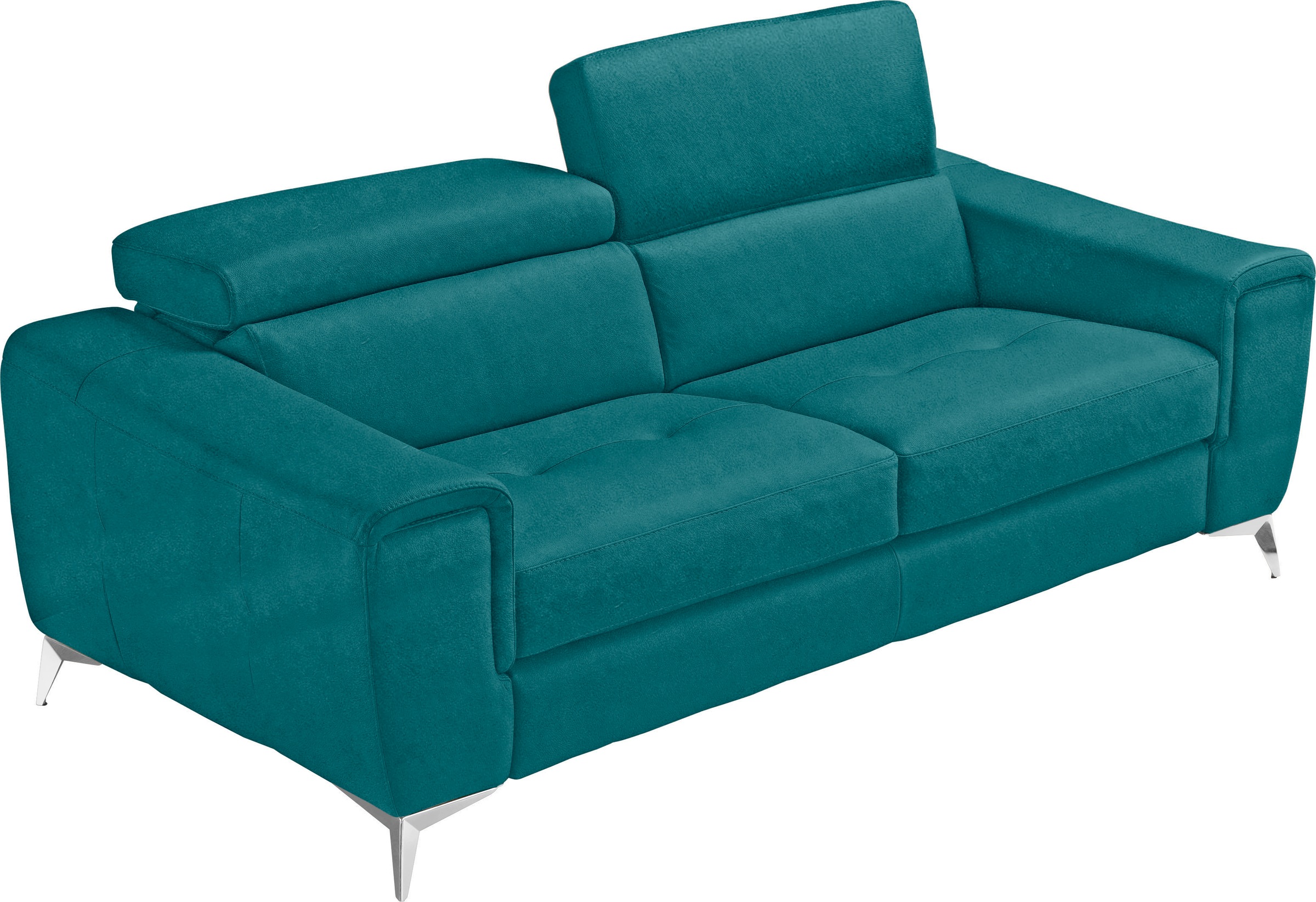 Image of Egoitaliano 2,5-Sitzer "Francine, Designsofa, Loungesofa, Breite 213 cm, Fussfarbe chrom" Designfuss, Luxus-Microfaser BLUSH, teal