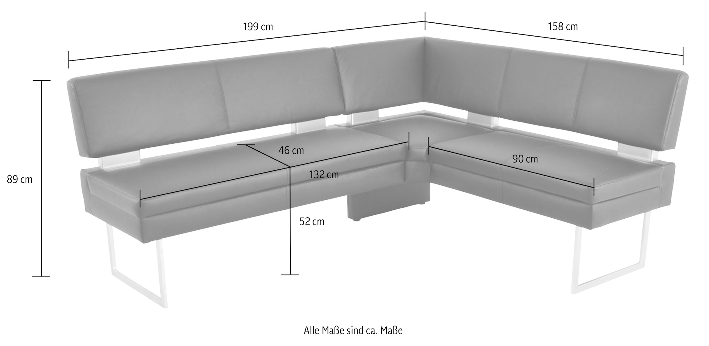 K+W Komfort & Wohnen Essgruppe 4 Stk. tlg. langer Schenkel links oder rechts, 2 Freischwinger, 1 Funktionstisch